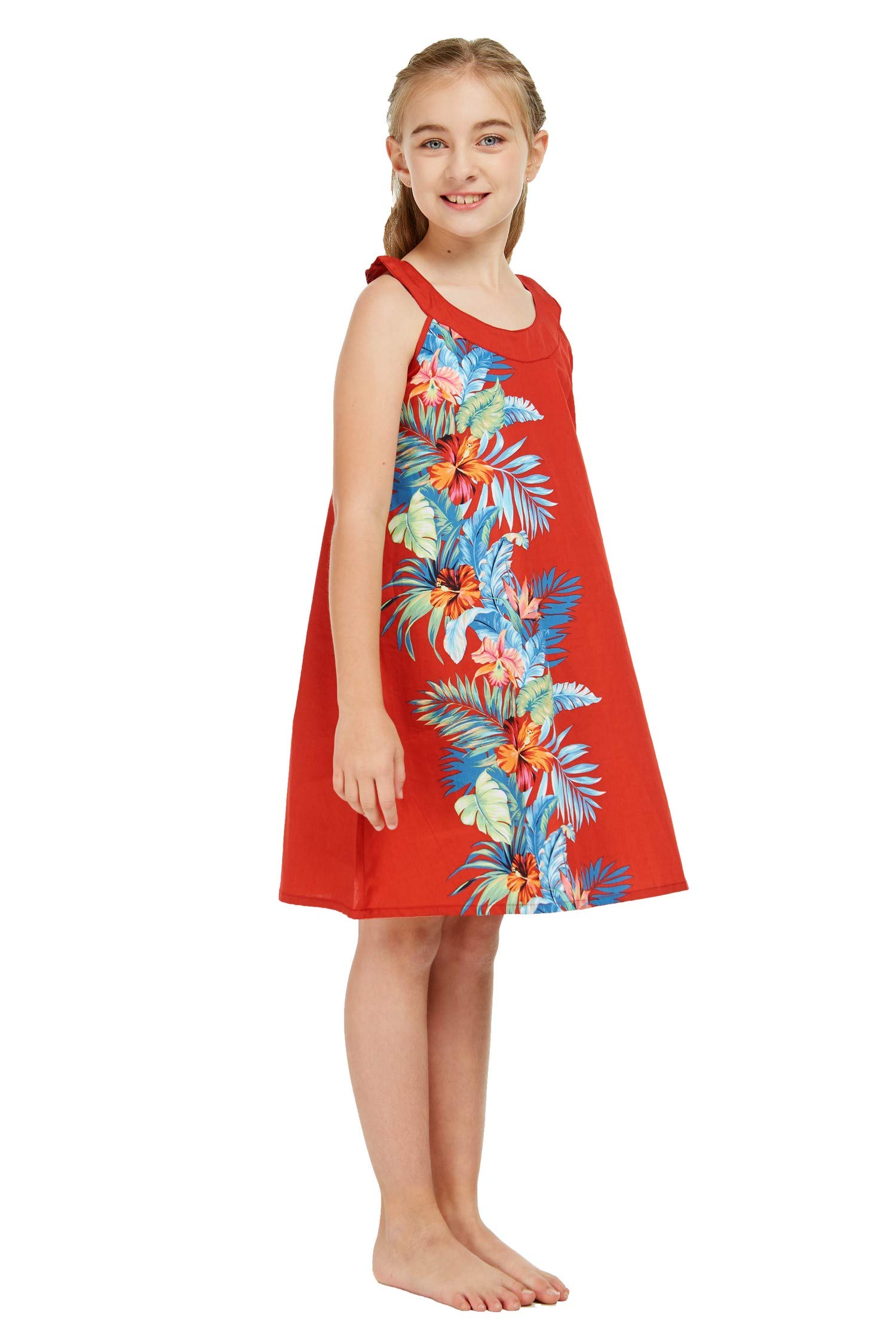 Hawaiian Luau Matching Mother Daughter Dresses - Floral Round Neck Shift Dress Set in Orchid Paradise | Beach Vacation Outfits, Family Photo Outfits, Summer Party Dresses | Perfect for Mother's Day, Family Reunions & Tropical Getaways