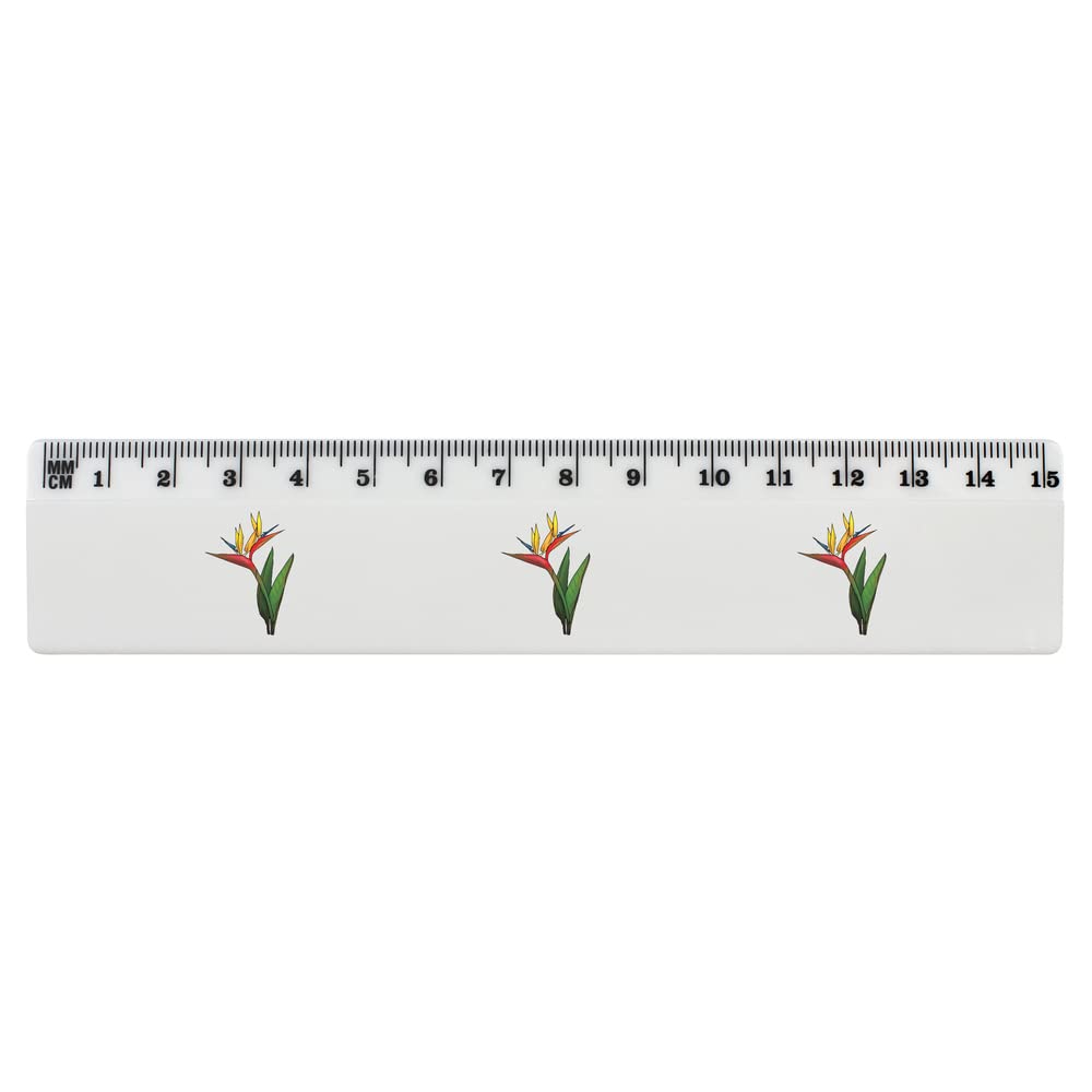 Azeeda 15cm (6 Inch) White Plastic Ruler with Bird of Paradise Flower Design - School, Office & Craft Supplies - Perfect for Measuring, Drawing & DIY Projects (RL00068407)