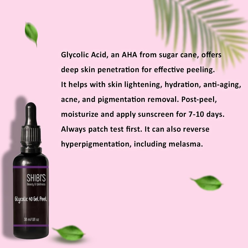 SHIBI'S GLYCOLIC 40% GEL PEEL with 15% Glutathione & Neutralizer - Professional Chemical Peel Kit for Acne Treatment & Skin Rejuvenation - 500g (100ml Neutralizer Included) - Perfect for At-Home Facial Peeling & Professional Spa Treatments