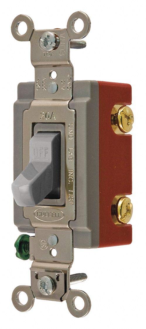 Hubbell Kellems 1-Pole Toggle Wall Switch, Maintained Function, HBL1221GY - Perfect for Home, Office & Commercial Lighting Control