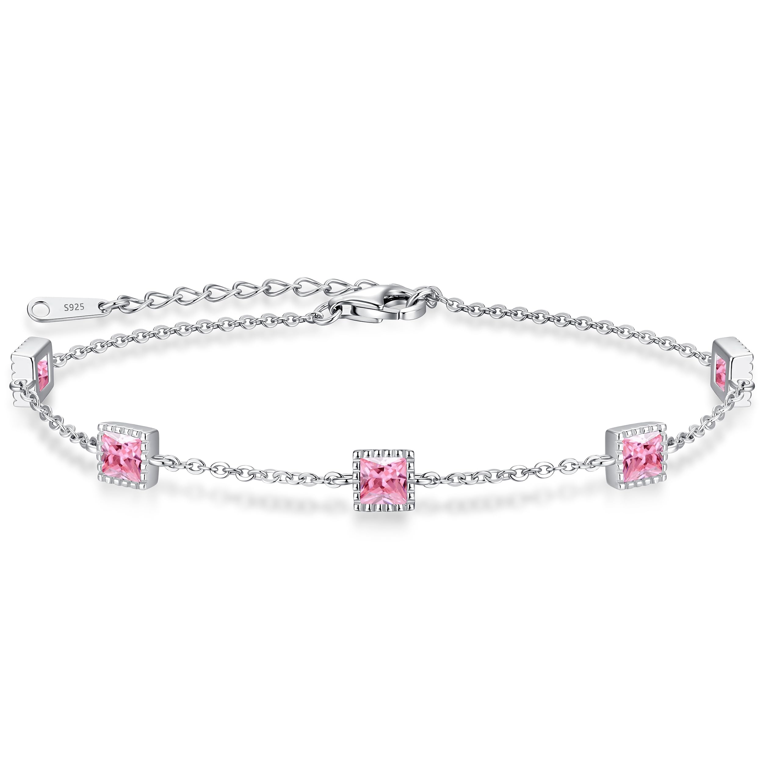 925 Sterling Silver Birthstone Bracelet for Women - Personalized Jewelry Gift for Birthday, Anniversary, Christmas & Mother's Day | Perfect for Girlfriend, Wife & Mom | Elegant Everyday Wear & Special Occasions