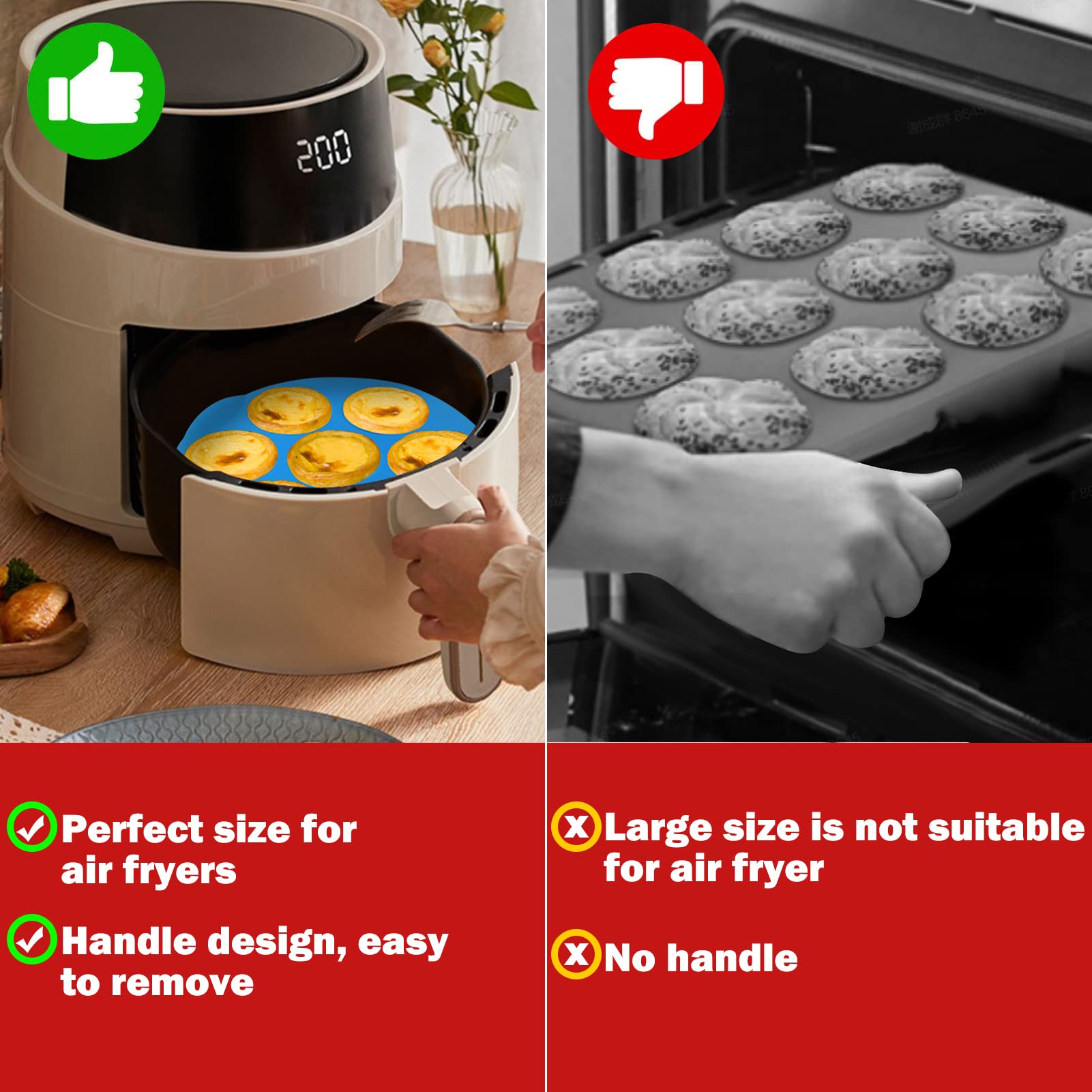XANGNIER 2-Pack Silicone Muffin Pan for 3QT-5QT Air Fryer | Non-Stick Reusable Cupcake Baking Mold | Perfect for Muffins, Cupcakes & Egg Bites | Air Fryer Accessories for Quick Breakfast & Healthy Snacks