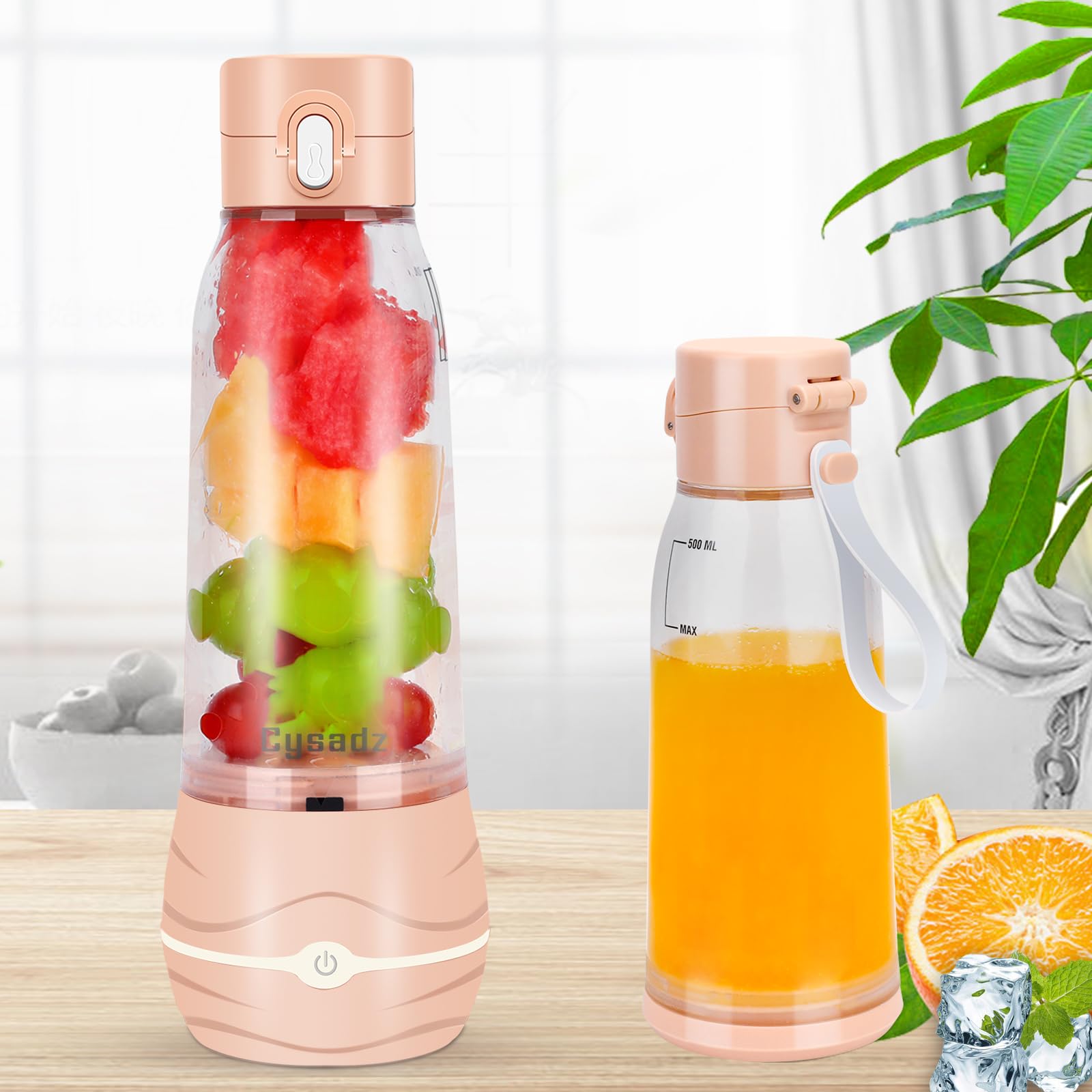 Portable Personal Blender for Shakes, Smoothies & Protein Drinks - 17Oz Mini USB Blender with 6 Stainless Steel Blades - Travel, Office, Gym & Outdoor Use - BD-NC801-PINK - Perfect for Healthy Lifestyles & On-the-Go Nutrition