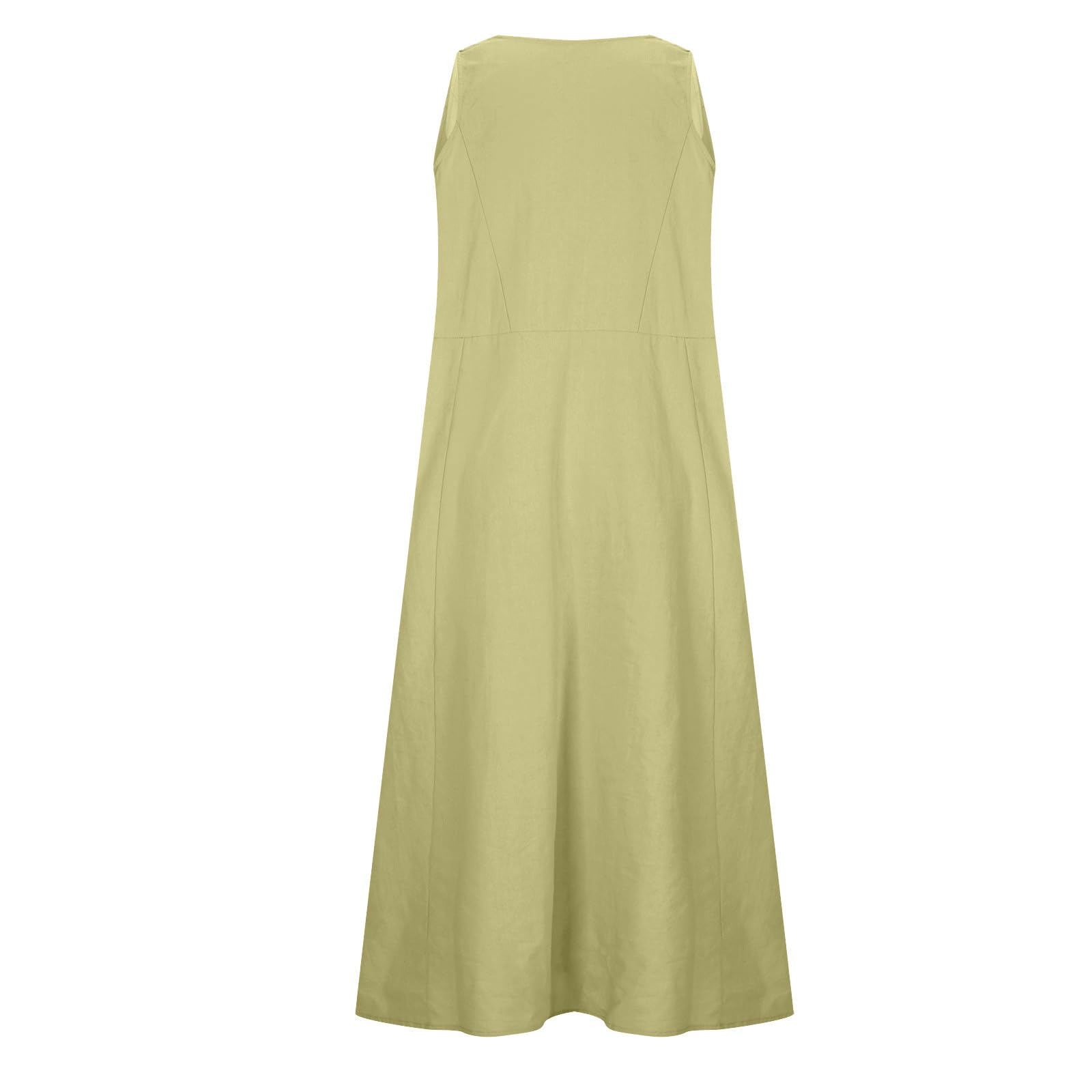 Lcepcy Women's Cotton Linen Summer Dress - Sleeveless Flowy Maxi with Pockets for Beach & Vacation