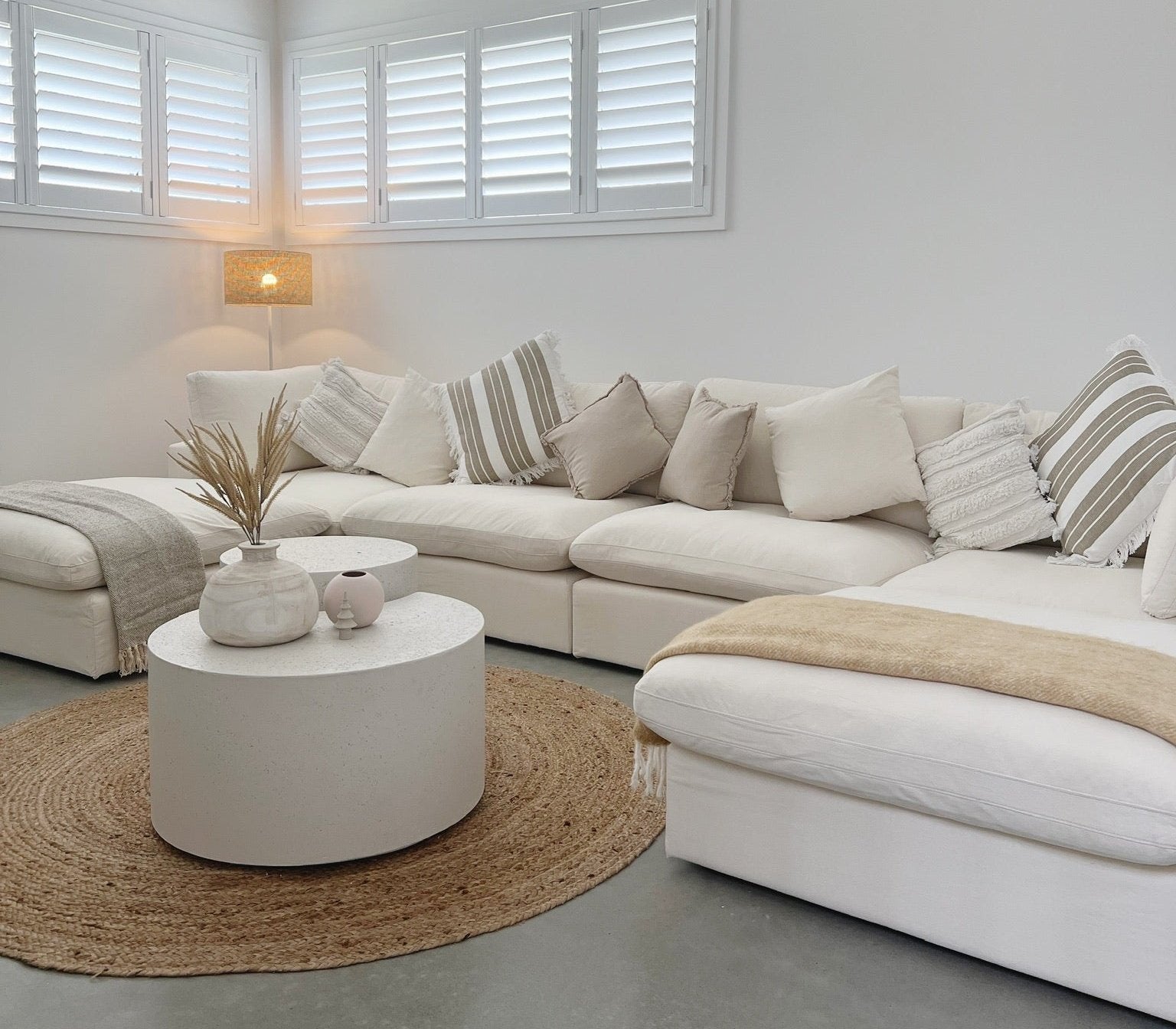 Modular 6-Piece Sectional Sofa Set in Sol Ivory - Modern L-Shaped Couch for Living Room, Family Room & Lounge Areas
