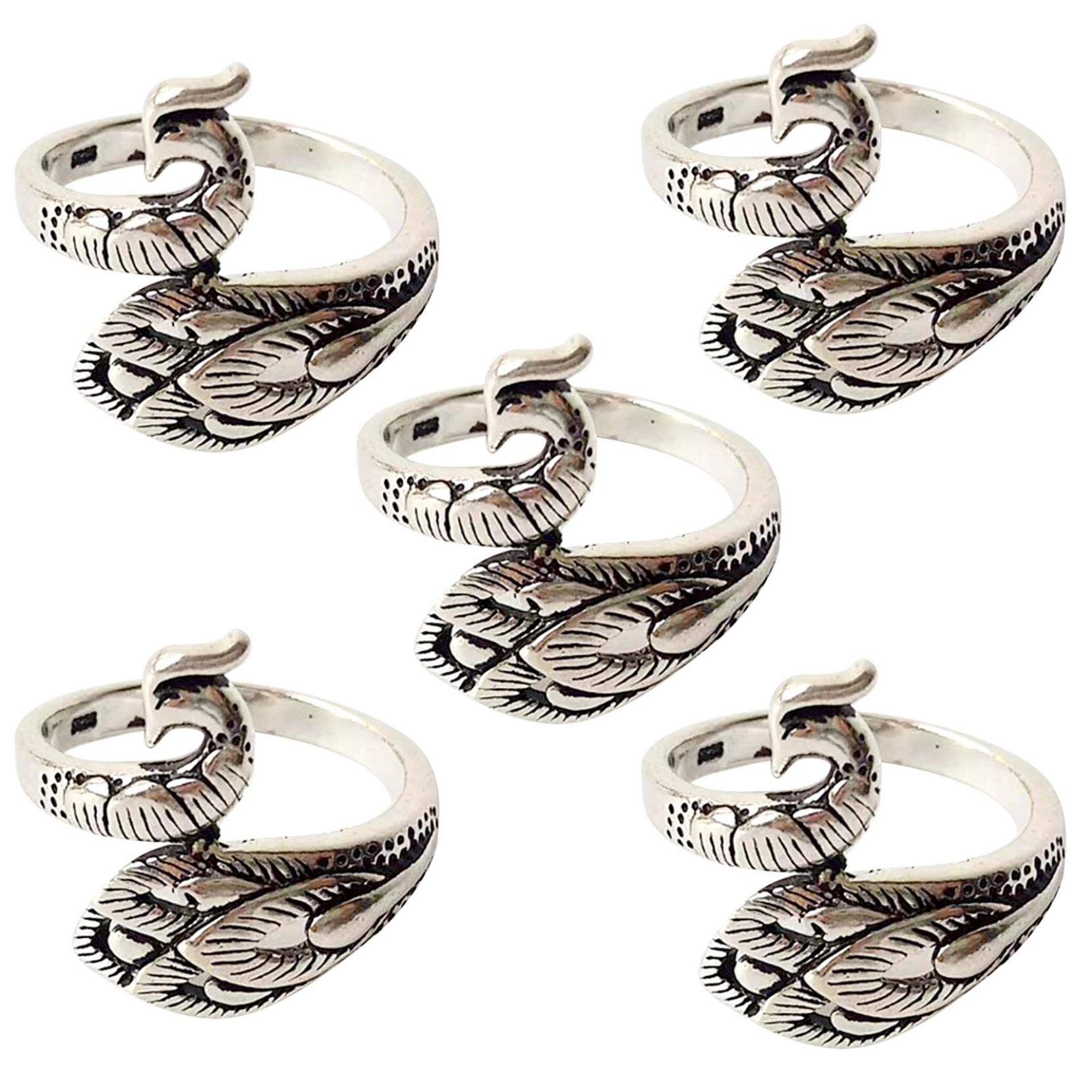 AJooED Adjustable Knitting Loop Crochet Ring - 5 Pack Phoenix Design Yarn Guide Finger Holder for Crocheting & Knitting | Perfect for Beginners, DIY Crafts, and Handmade Accessories