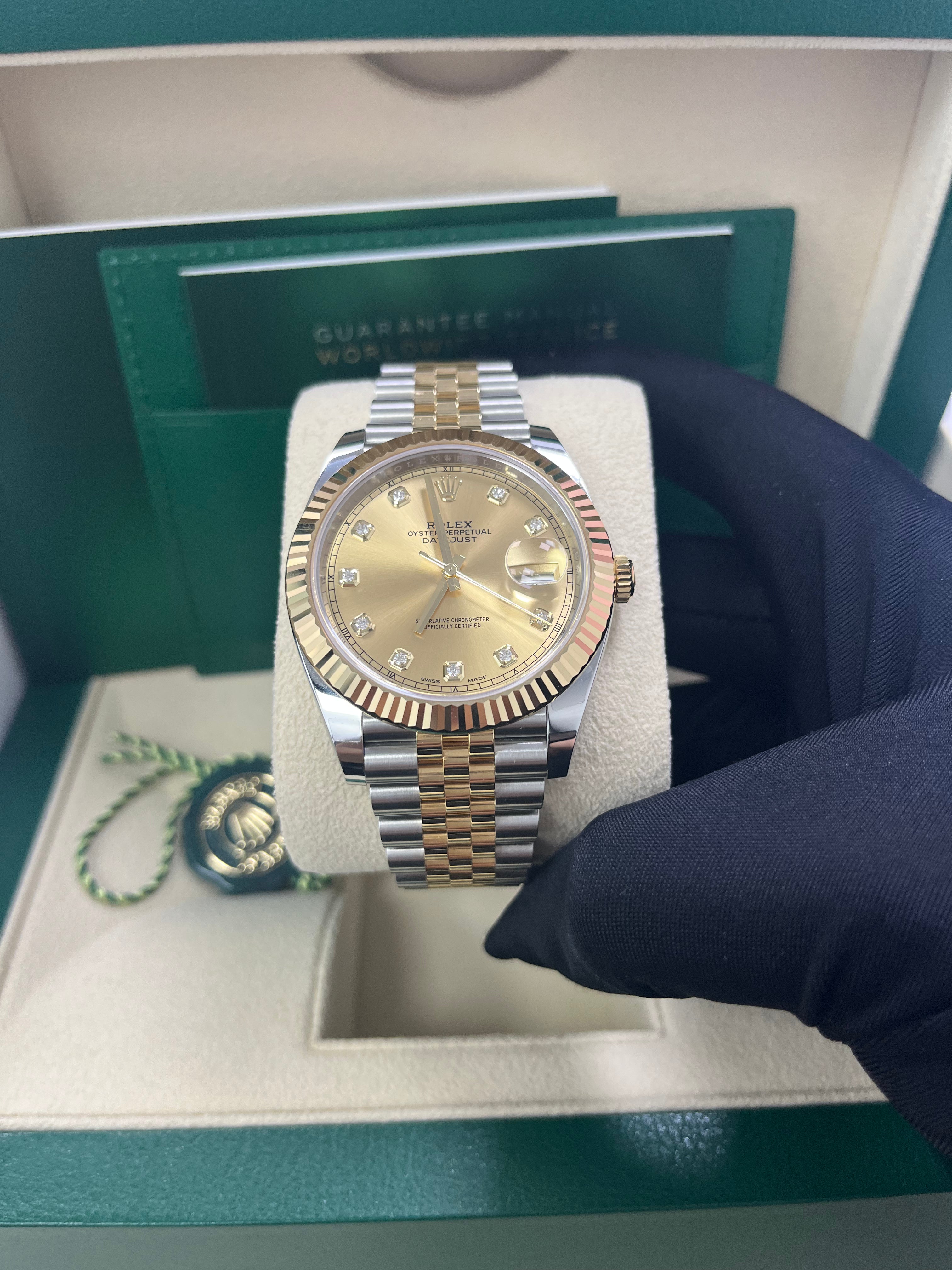 Rolex Datejust 41 Men's Watch - Champagne Diamond Dial, Stainless Steel & Yellow Gold (Ref.126333) | Luxury Dress Watch for Business & Formal Occasions