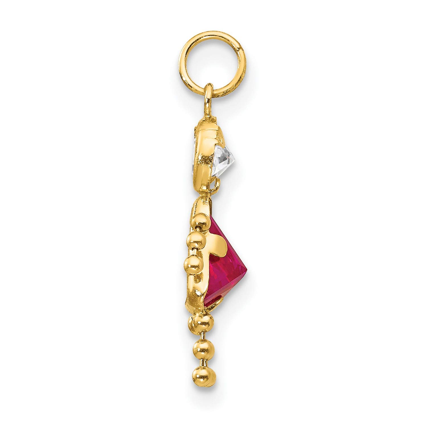 14K Yellow Gold July Birthstone Charm Pendant - 20mm x 10mm Dainty Jewelry for Women - Perfect Gift for Birthday, Anniversary & Special Occasions