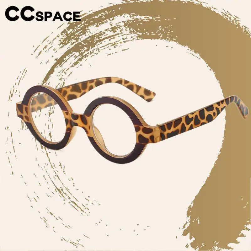 CCspace Women's Full Rim Round Thick Polycarbonate Reading Glasses +1.00 to +4.00 Strength | Blue Light Blocking | Lightweight & Durable for Reading, Computer Work & Office Use
