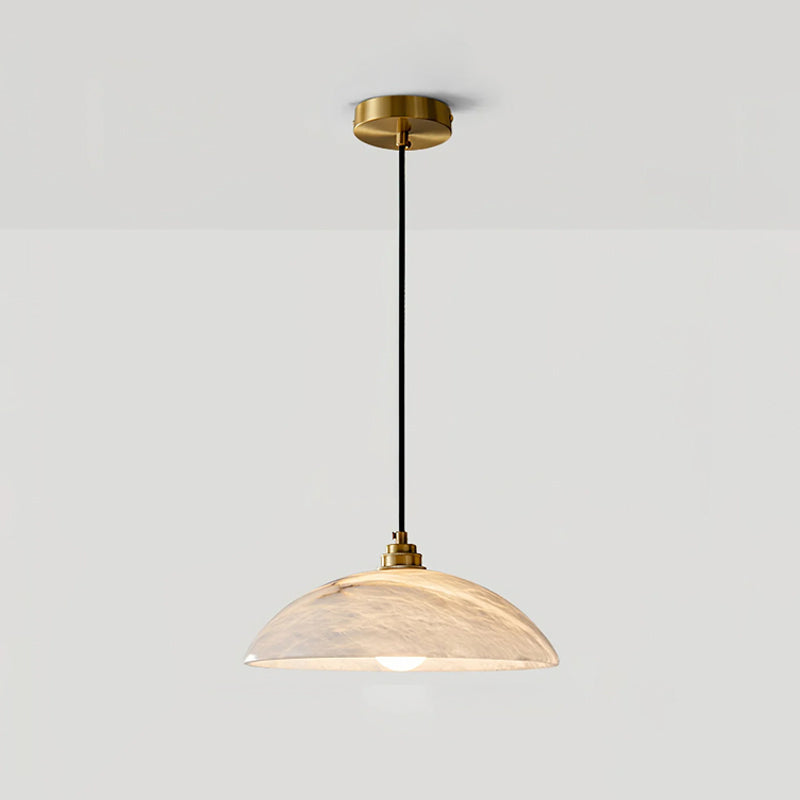 Elegant Dome Alabaster Pendant Light - Modern Crystal Glass Ceiling Lamp for Dining Room, Kitchen Island & Bedroom Lighting