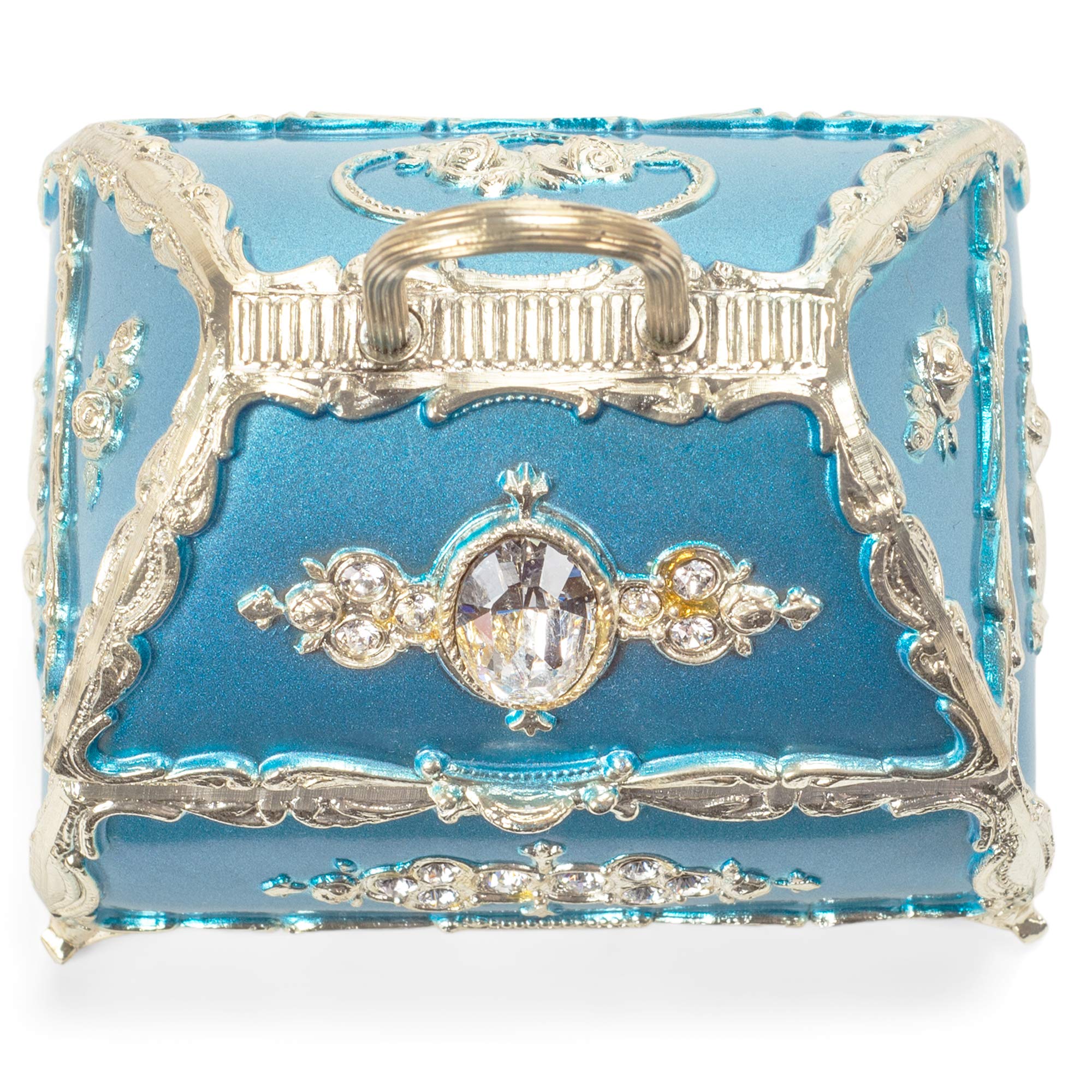 Elegant Light Blue Handbag-Shaped Music Box with Swarovski Crystals - Plays 'All I Ask of You' from Phantom of the Opera - Perfect Jewelry Storage & Romantic Gift for Weddings, Anniversaries, and Special Occasions