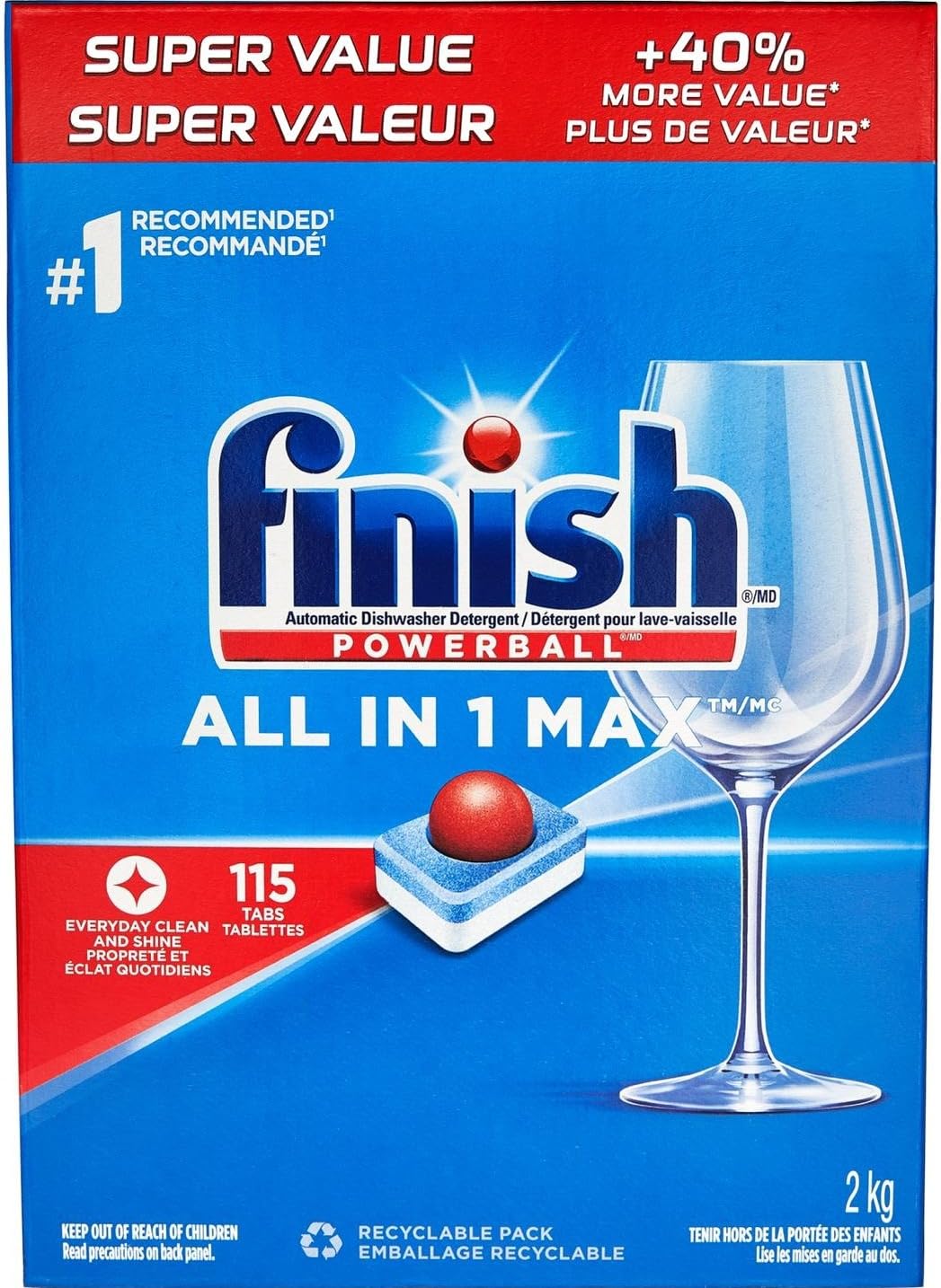 Finish All in 1 MAX Dishwasher Detergent Powerball Dishwashing Tablets - 115 Count Powerful Cleaning Dish Tabs with Fresh Scent (Packaging May Vary) - Perfect for Daily Dishwashing, Removing Tough Stains, and Leaving Dishes Sparkling Clean
