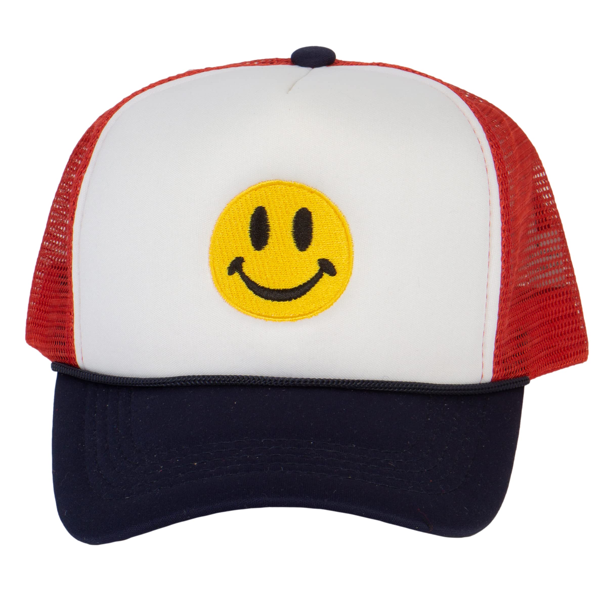 Smiley Face Embroidered Adjustable Trucker Hat for Men & Women - Perfect for Outdoor Activities, Sports, and Casual Wear