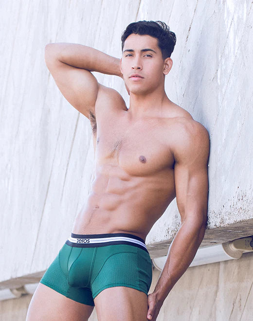 2eros Aktiv Helios Mesh Boxer Briefs for Men - Breathable & Comfortable Underwear - Hunter Green - Ideal for Workouts, Running & Everyday Wear