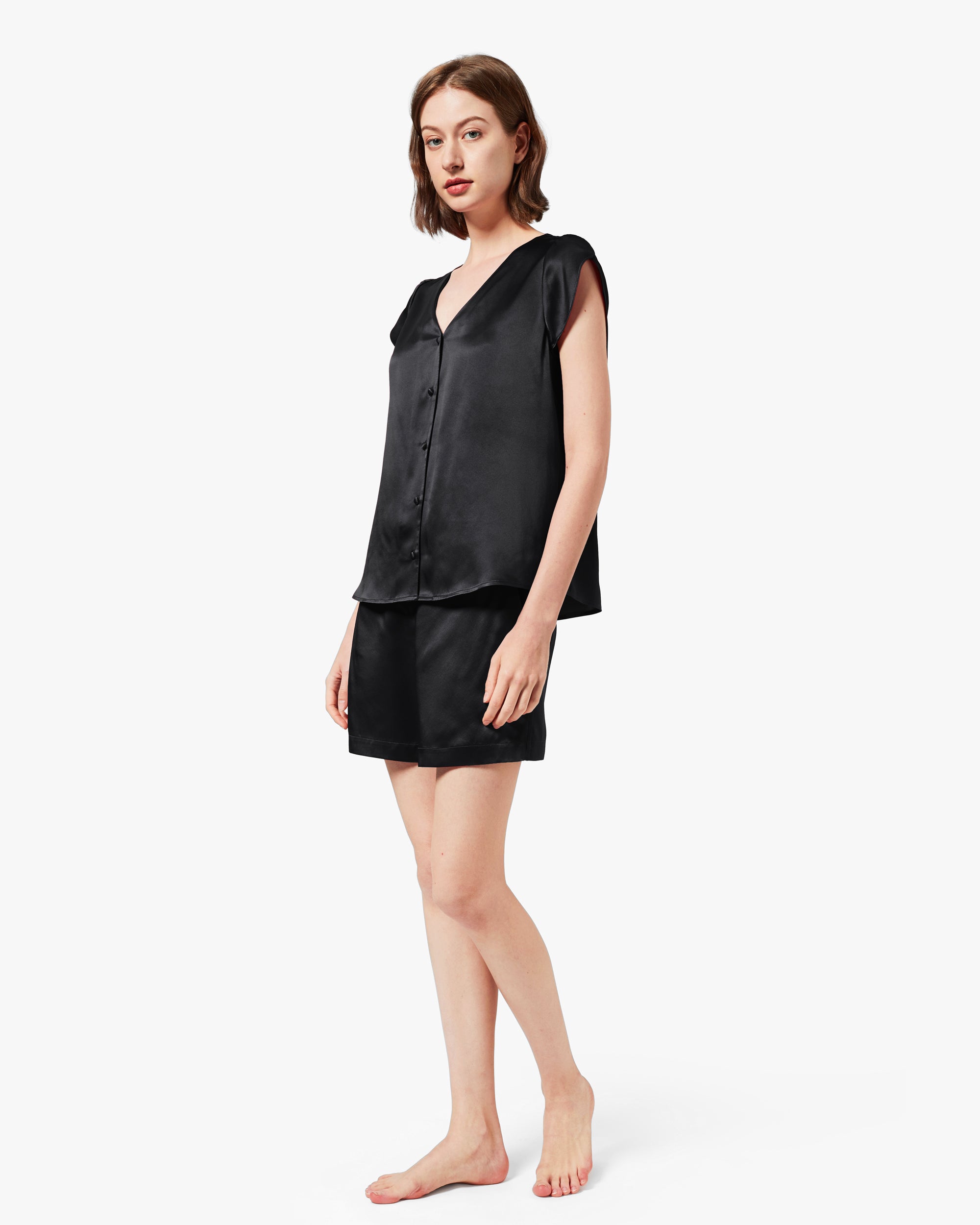 Moonlight Silk Short Pajamas for Women - Summer Sleepwear Set - Soft & Breathable Nightwear for Hot Weather - Perfect for Lounging, Sleepovers & Vacation