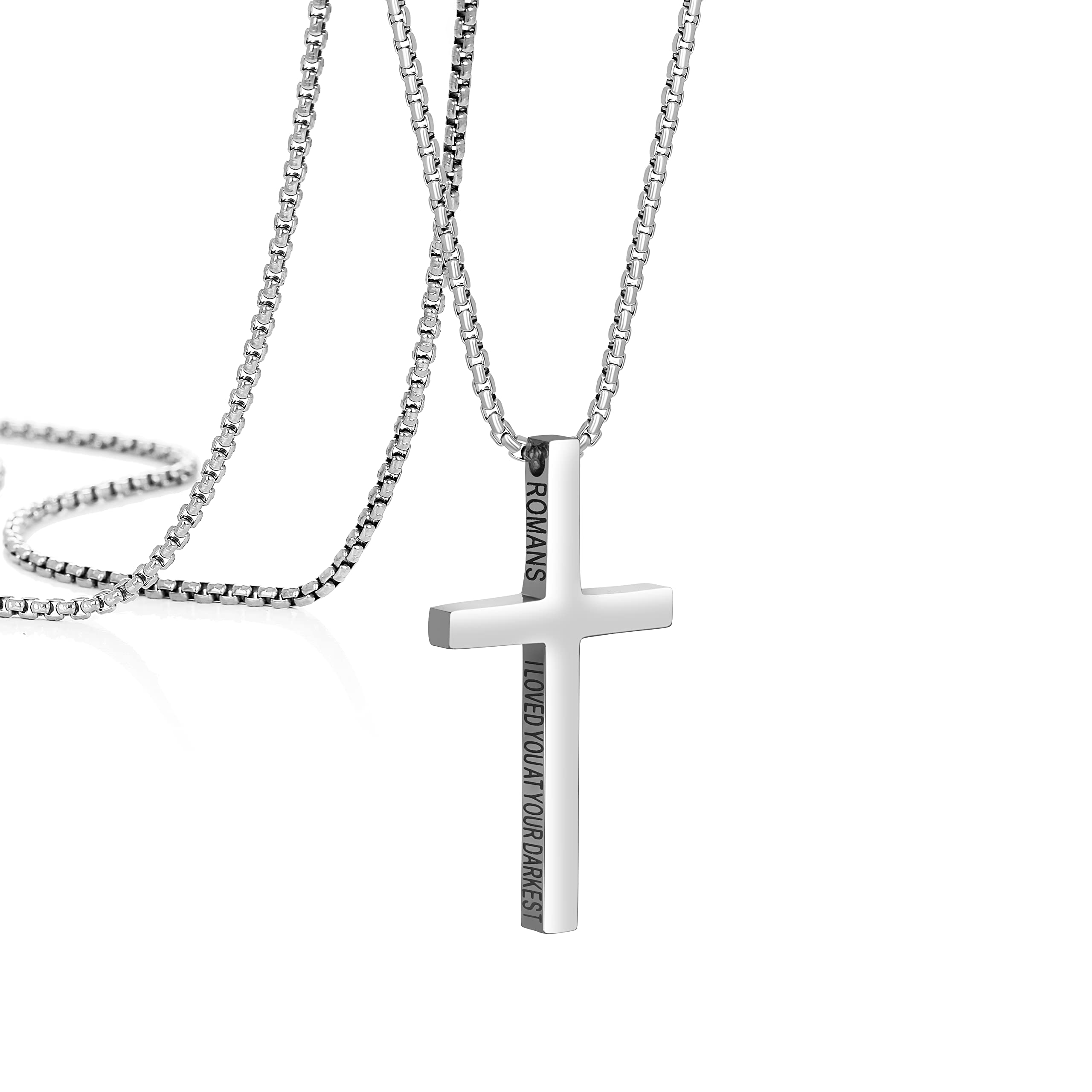 Faith Cross Necklace for Men & Women - Stainless Steel 24