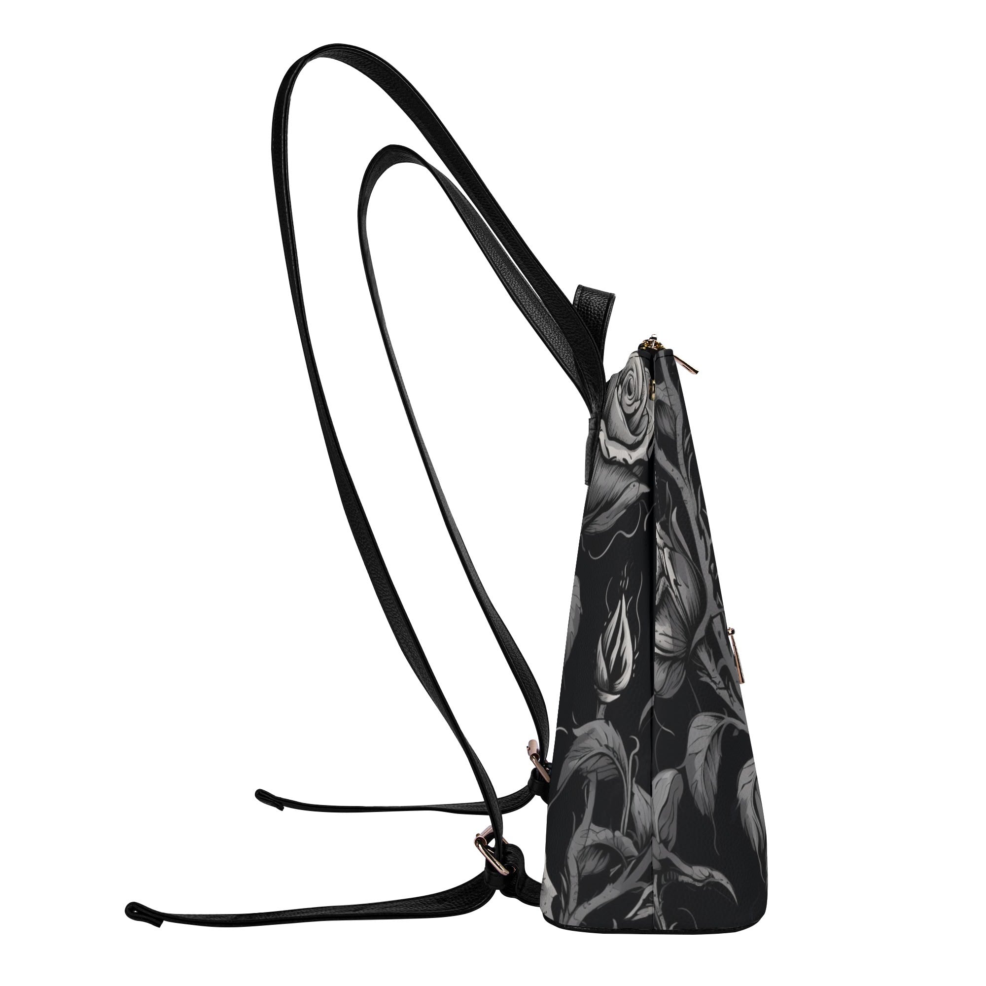 Gothic Roses Leather Top Handle Backpack for Women - Vintage Gothic Style Handbag for Casual Outings, Travel, and Daily Use