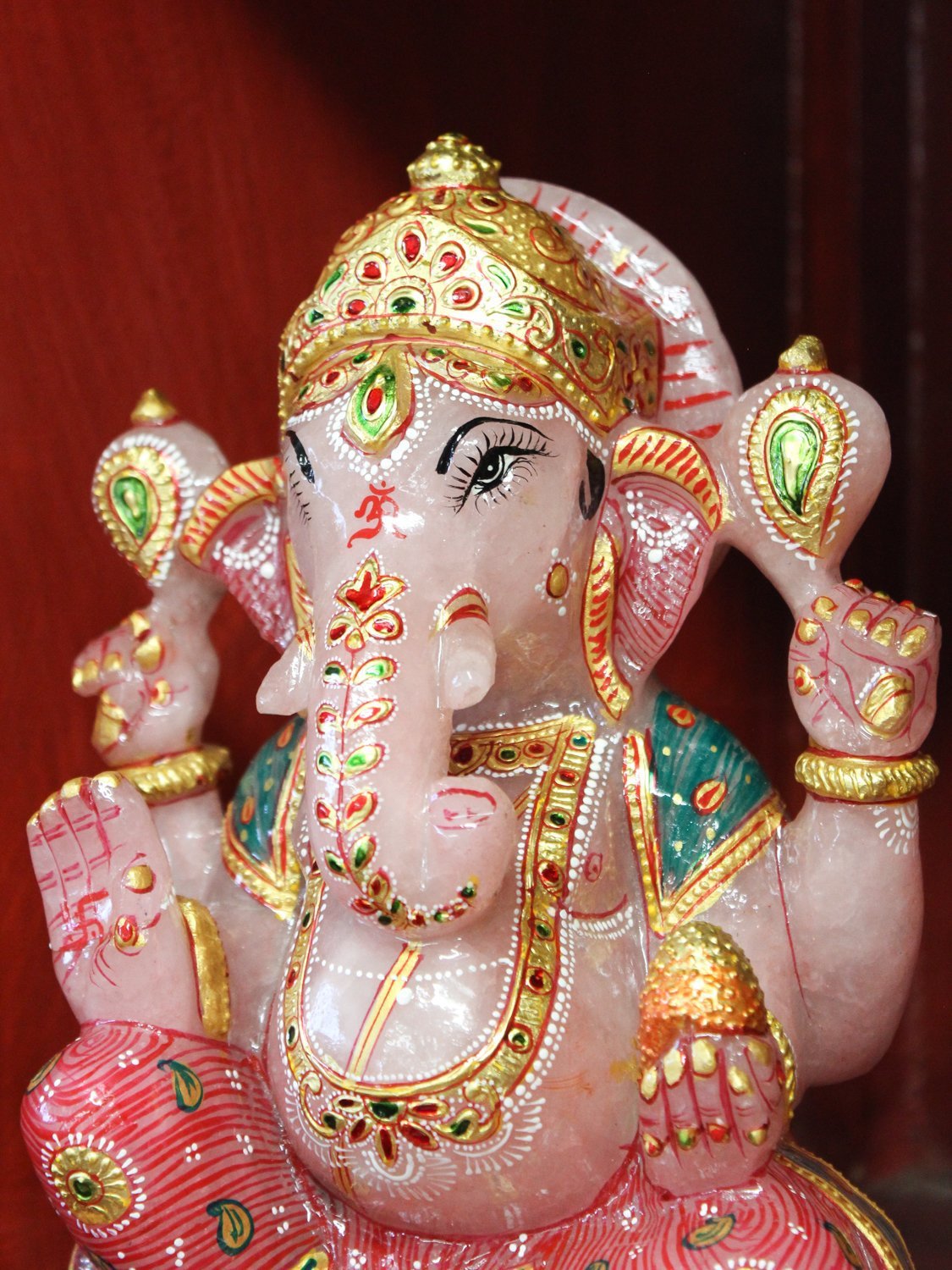 Authentic Rose Quartz Ganesh Statue - Handcrafted Spiritual Home Decor for Meditation, Yoga & Positive Energy | Perfect for Altars, Office Desk & Gift Giving
