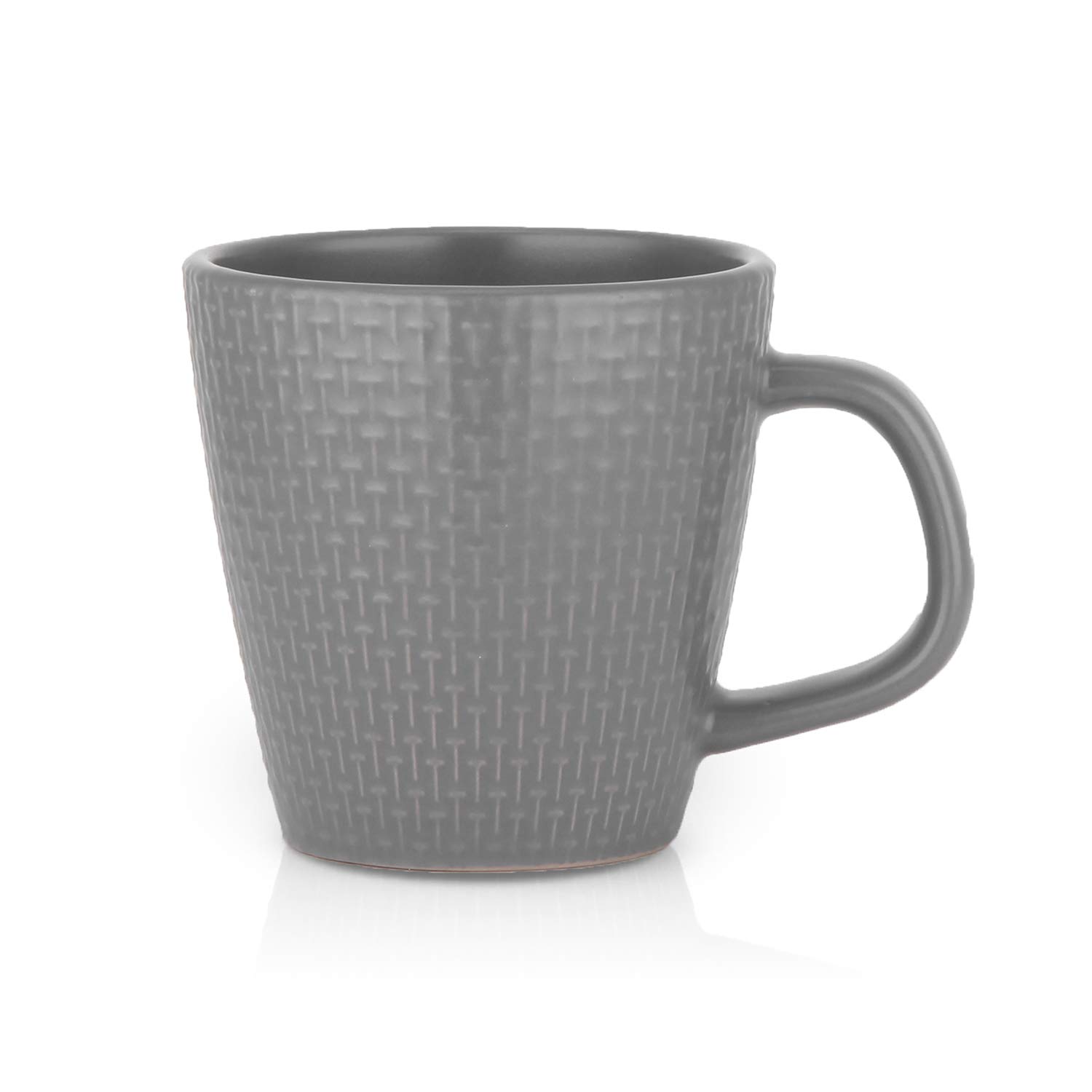Stone Lain Abigael Weave Stoneware Dish Set - 4 Gray Coffee Mugs for Home, Kitchen & Office | Durable Ceramic Cups for Tea, Coffee & Hot Beverages