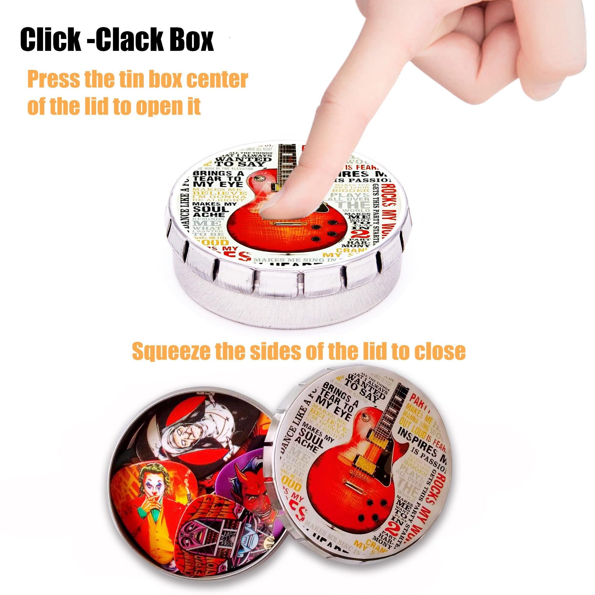 **24-Pack Guitar Picks Variety Set - Thin, Medium, Heavy (0.46mm, 0.71mm, 0.96mm, 1.20mm) with Tin Box - Perfect for Acoustic, Electric Guitar, Bass & Ukulele - Ideal for Beginners & Professionals**