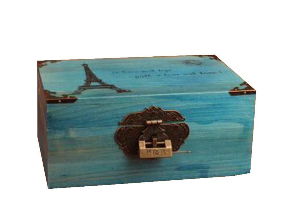 Vintage Lockable Wooden Box - Desktop Storage Organizer, Piggy Bank & Jewelry Box with Key - Perfect for Home Office, Cash Saving & Gift Giving