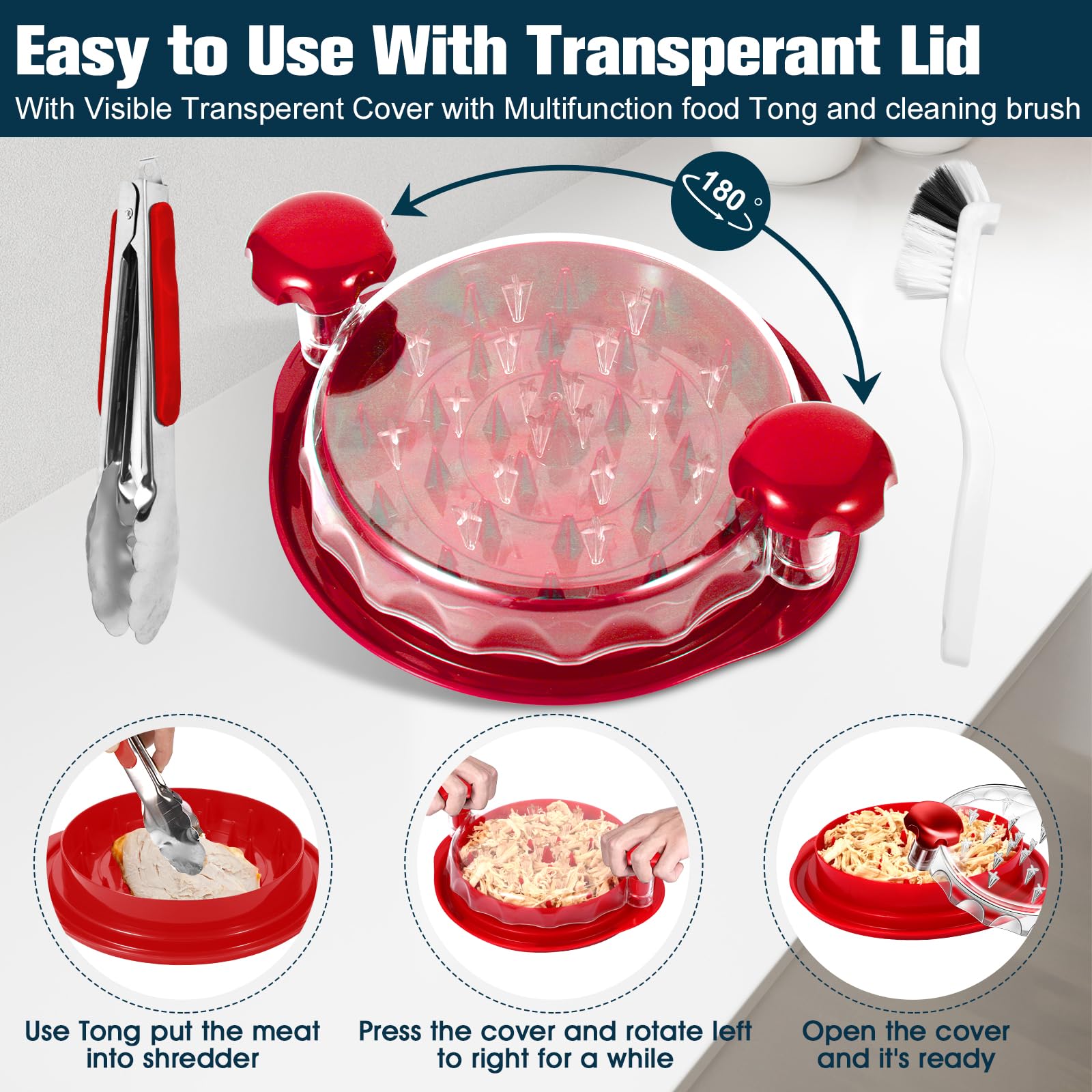 Premium Chicken Shredder Tool - Food-Grade Manual Meat Grinder with Ergonomic Anti-Slip Handle - Perfect for Shredding Chicken Breast, Poultry, Meat & Vegetables - Dishwasher Safe & BPA Free - Ideal for Meal Prep, BBQ, and Healthy Cooking