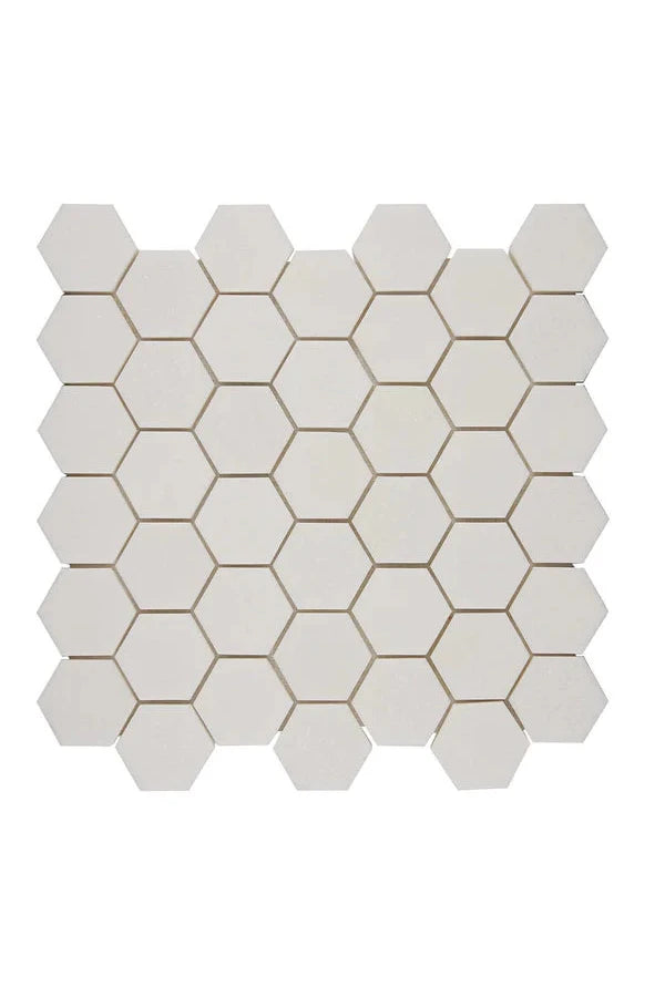 Premium White Thassos Marble 2-Inch Hexagon Mosaic Tiles - Perfect for Kitchen Backsplash, Bathroom Walls & Flooring