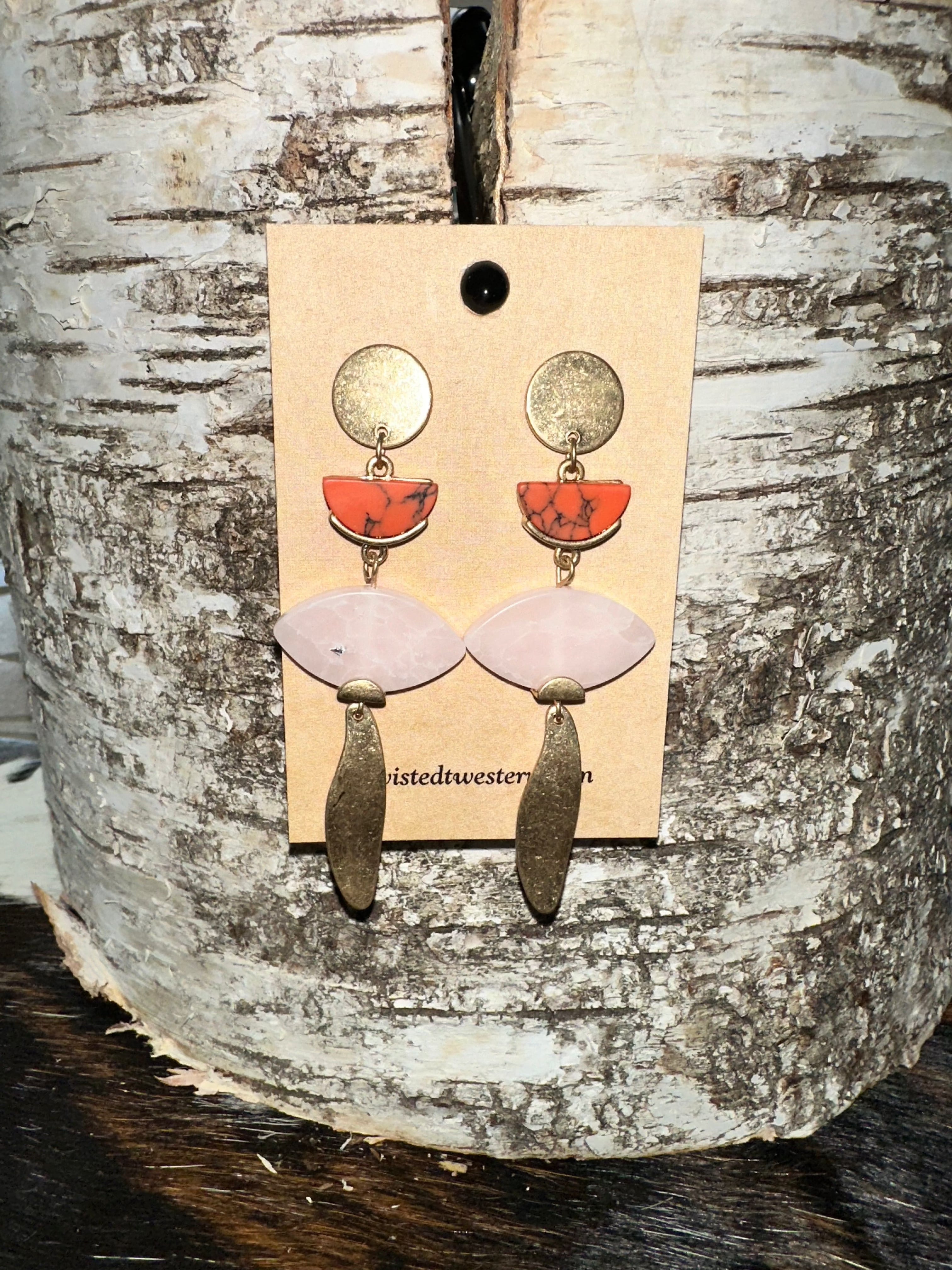 Geometric Earrings for Women - Pink & Orange Statement Jewelry for Parties, Weddings & Everyday Wear