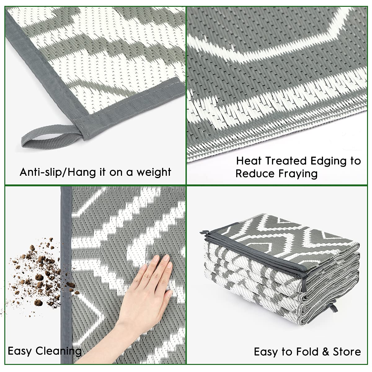 Outdoor Camping Rug - Waterproof Reversible Plastic Straw Floor Mat for Patio, RV, Backyard, Deck, Picnic & Beach - Perfect for Camping, Tailgating & Outdoor Gatherings