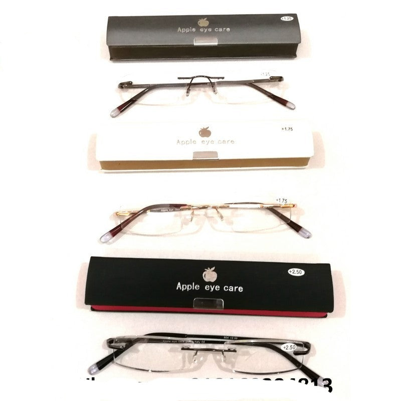 Premium Crystal Slim Rimless Reading Glasses +1.00 Strength - Gold Frame for Women & Men - Lightweight & Stylish for Reading, Office, and Computer Use