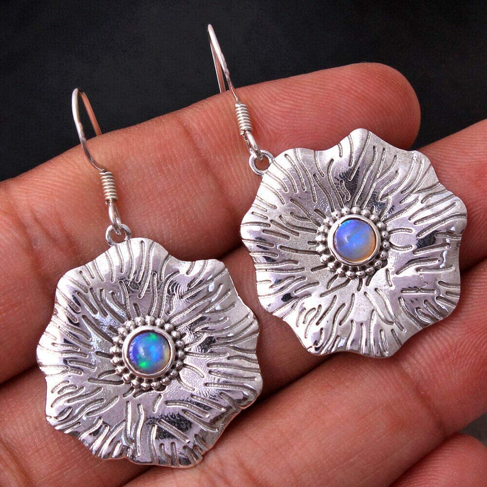 925 Sterling Silver Opal Earrings for Women – Handmade Ethiopian Opal Dangle Earrings, Blue Bridesmaid Jewelry, Christmas Gift for Her | Perfect for Weddings, Parties & Special Occasions