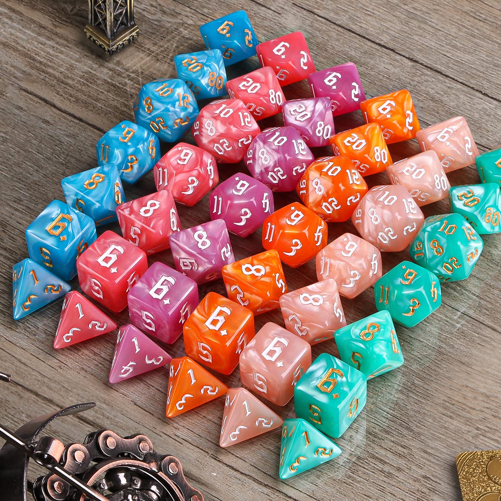 Premium 42-Piece Polyhedral Dice Set for D&D, RPG & Tabletop Games - 6 Complete 7-Die Sets with Black Velvet Bags | Perfect for Dungeons & Dragons, Magic: The Gathering & Role-Playing Adventures