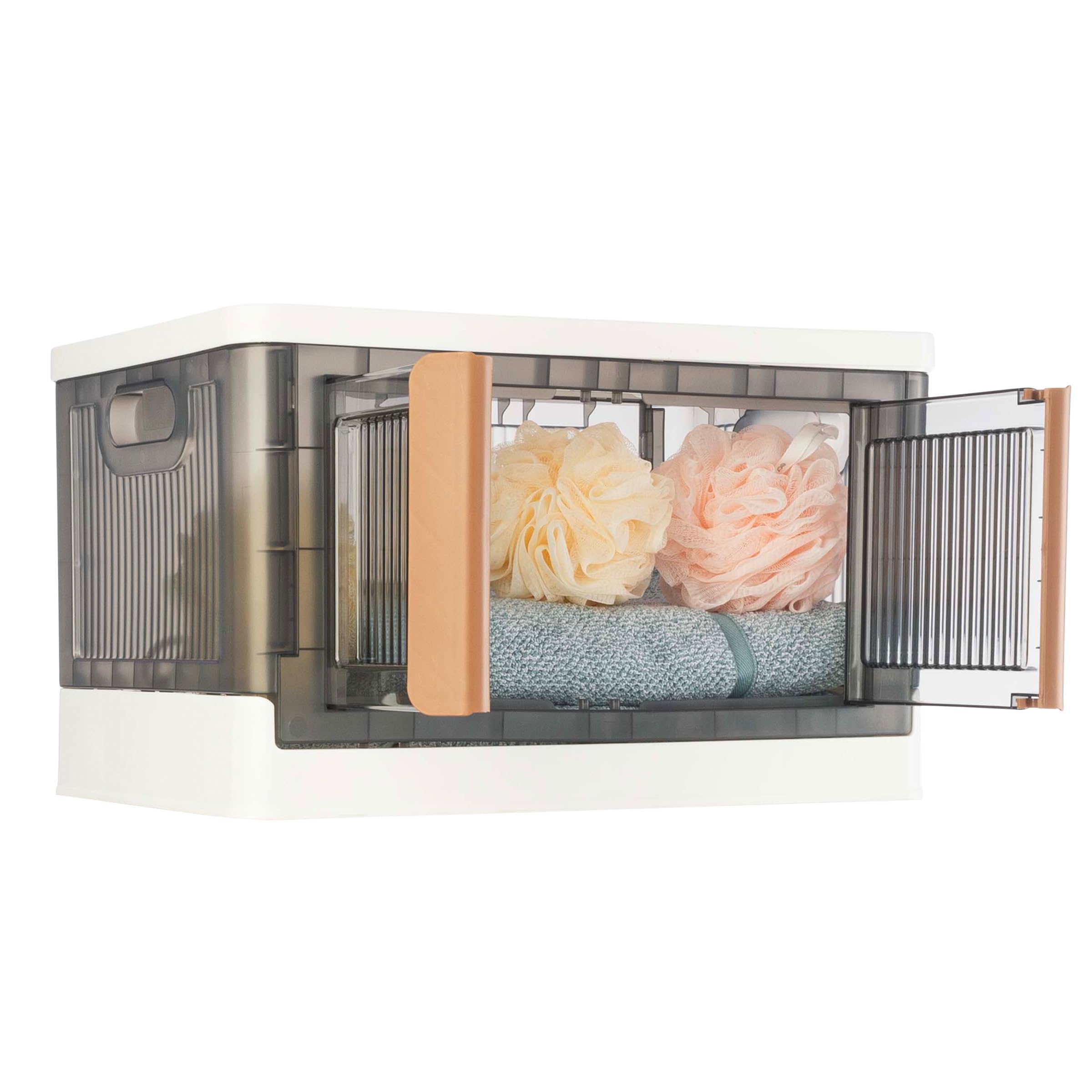 Home-Complete Collapsible Storage Bin - 8.4 Gallon Large Capacity Organizer with Lid, Double Doors & Wheels - Stackable Storage Containers for Home, Office, Garage & Closet Organization