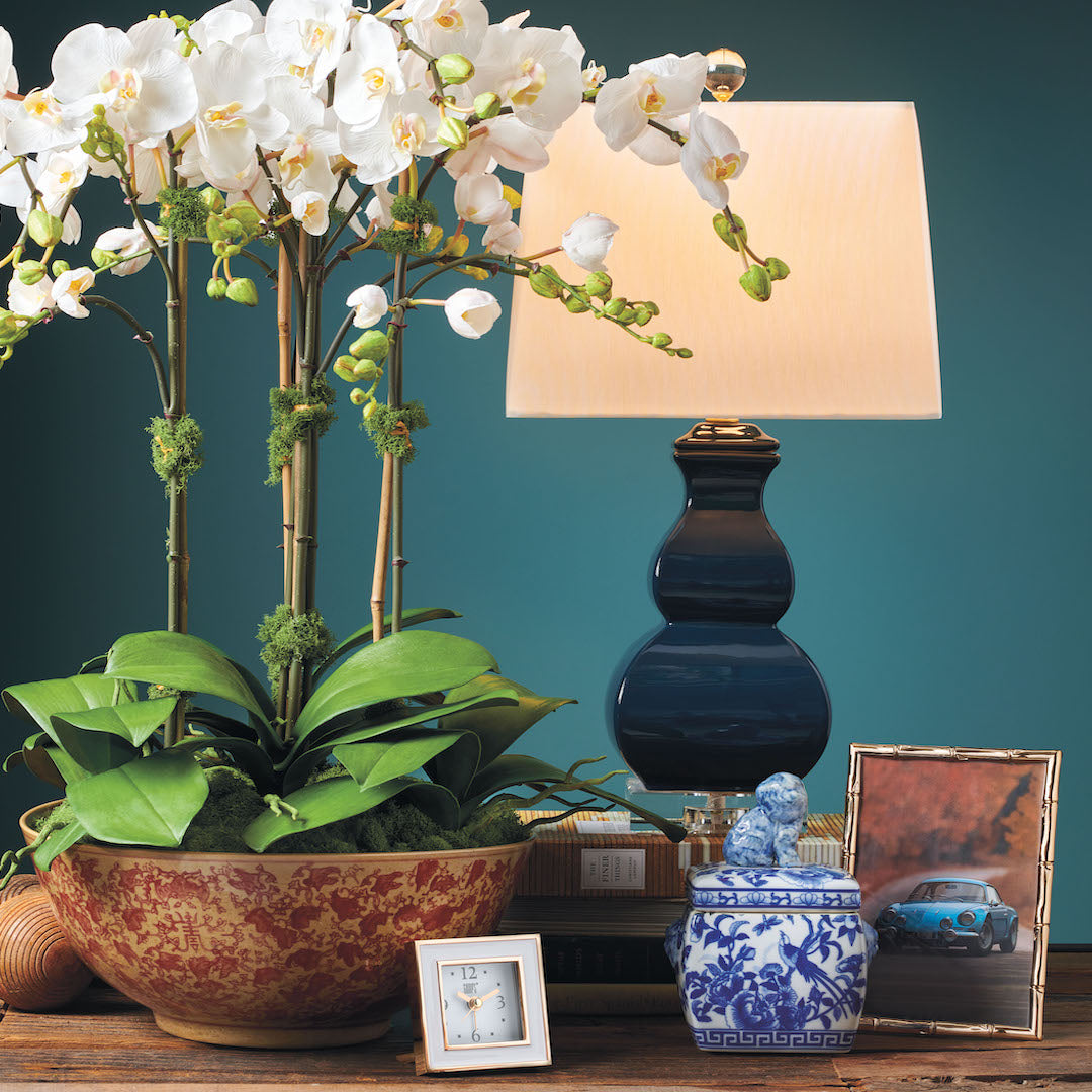 Longlife Bowl with Fresh Orchid - Elegant Home Decor for Living Room, Office & Wedding Centerpieces