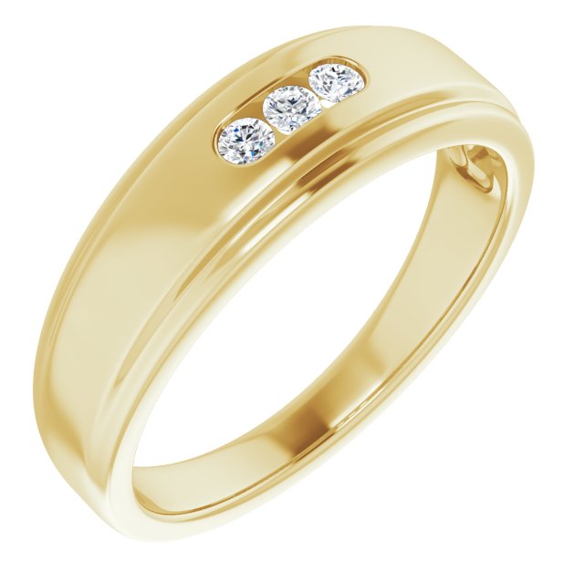 3 Stone Men's Diamond Ring - 14K White Gold Wedding Band for Men, Anniversary Gift, Engagment Ring - Perfect for Proposals, Weddings & Special Occasions