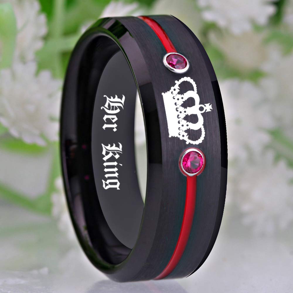 Custom Engraved His & Hers Tungsten Carbide Wedding Bands - Matching Couple Rings with CZ Stones for Engagement, Promise or Anniversary - Perfect for Romantic Gifts & Special Occasions