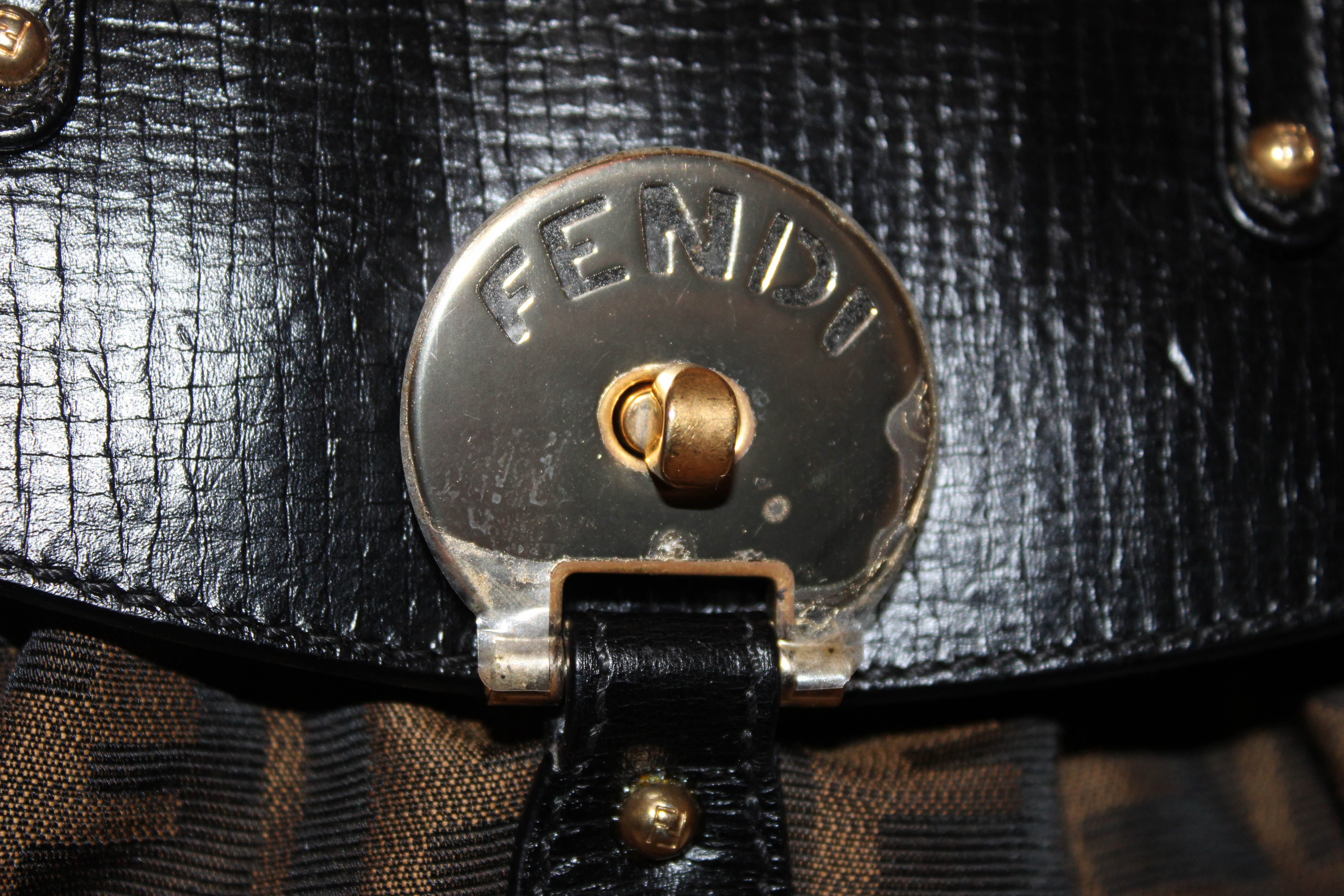 Authentic Fendi FF Zucca Canvas Small Top Handle Leather Handbag for Women | Luxury Designer Crossbody Purse for Work, Travel & Evening Events