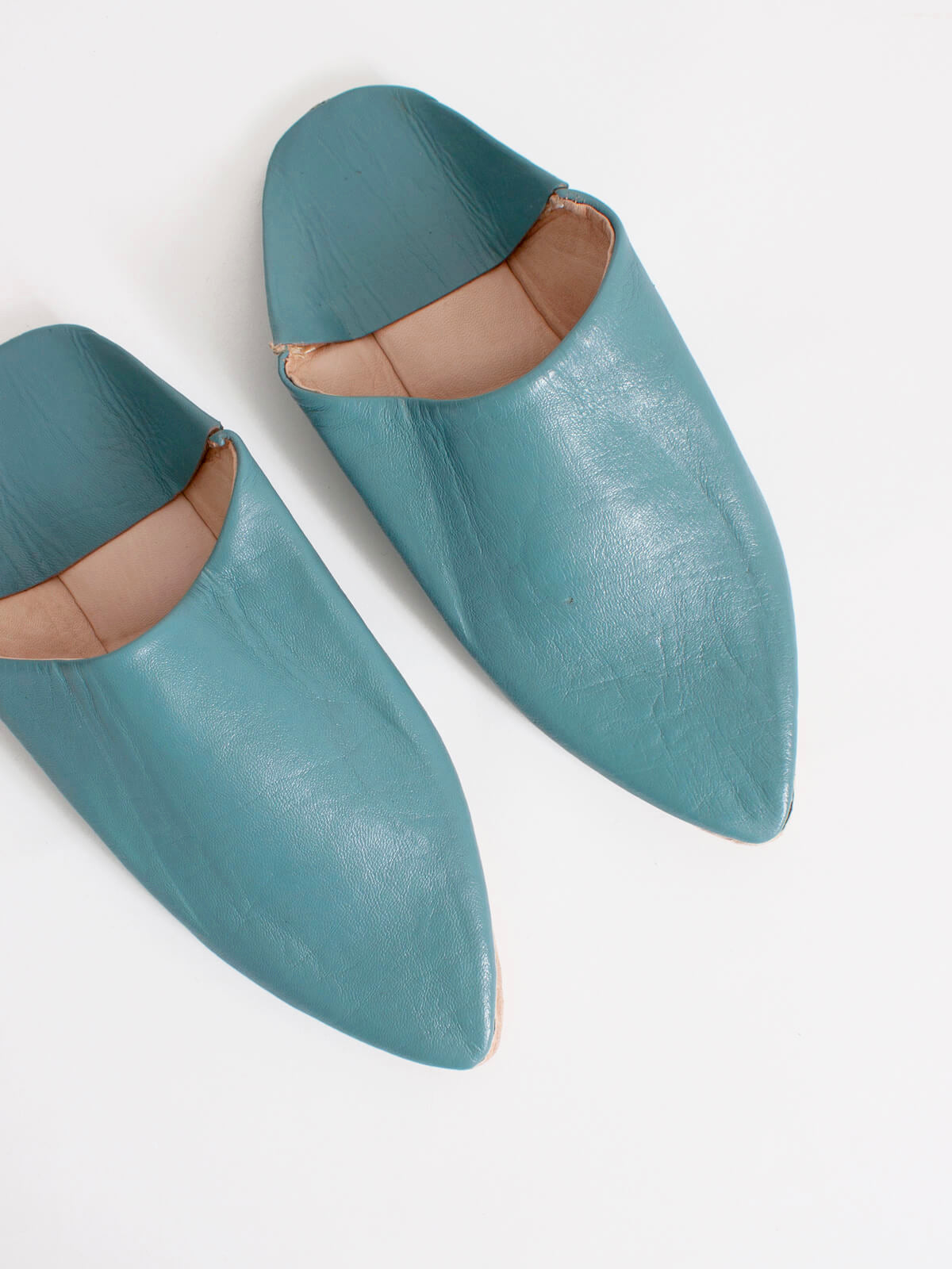 Authentic Moroccan Leather Babouche Slippers - Handmade Pointed Toe House Shoes in Blue Grey | Comfortable Indoor & Outdoor Slippers for Men & Women | Perfect for Home, Lounge, and Cultural Fashion