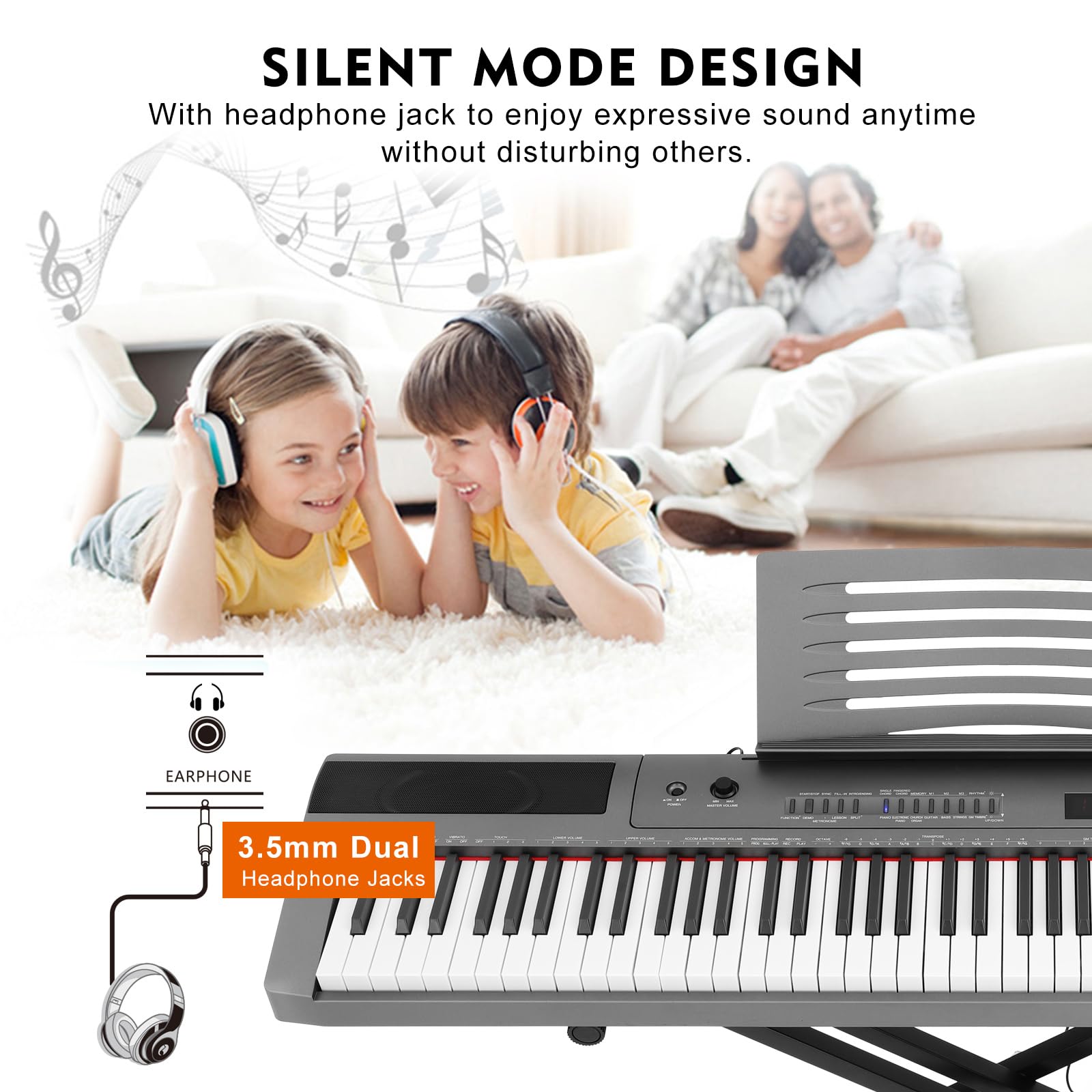 **MUSTAR 88-Key Semi-Weighted Digital Piano for Beginners – Full-Size Electric Keyboard with Stand, Built-In Speakers & Sustain Pedal (Gray-Light Up) – Perfect for Home Practice, Studio Recording & Live Performances**