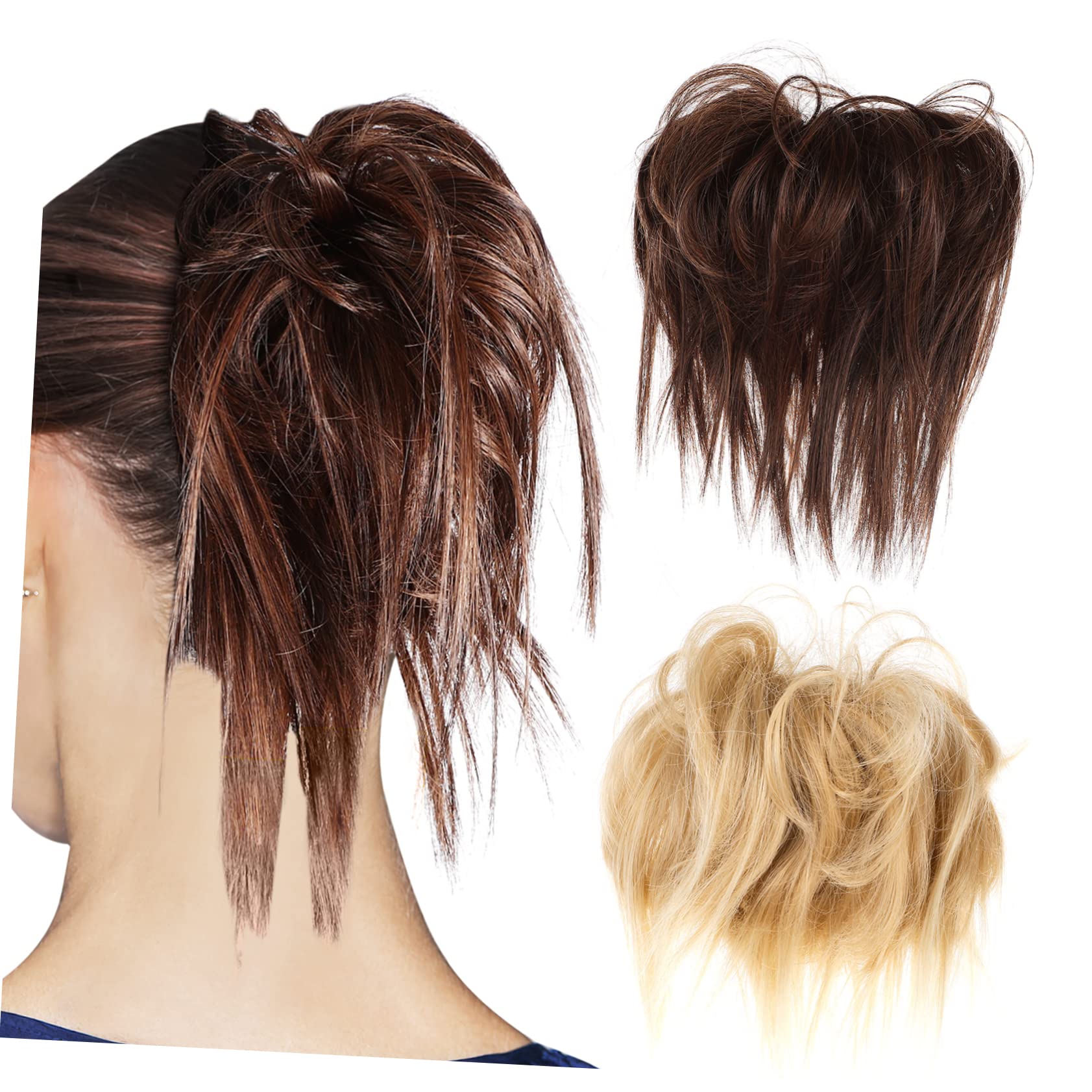 FOMIYES 2 Pcs Human Hair Bun Extensions for Women - Natural Ponytail & Bun Hair Pieces, Hair Scrunchies for Women's Hair - Perfect for Updos, Ponytails, and Everyday Hairstyles