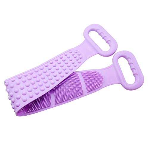 Exfoliating Silicone Back Scrubber for Men & Women - Double-Sided Bath Brush with Long Handle for Dead Skin Removal & Skin Care - Assorted Colors - Perfect for Shower, Spa & Deep Cleansing