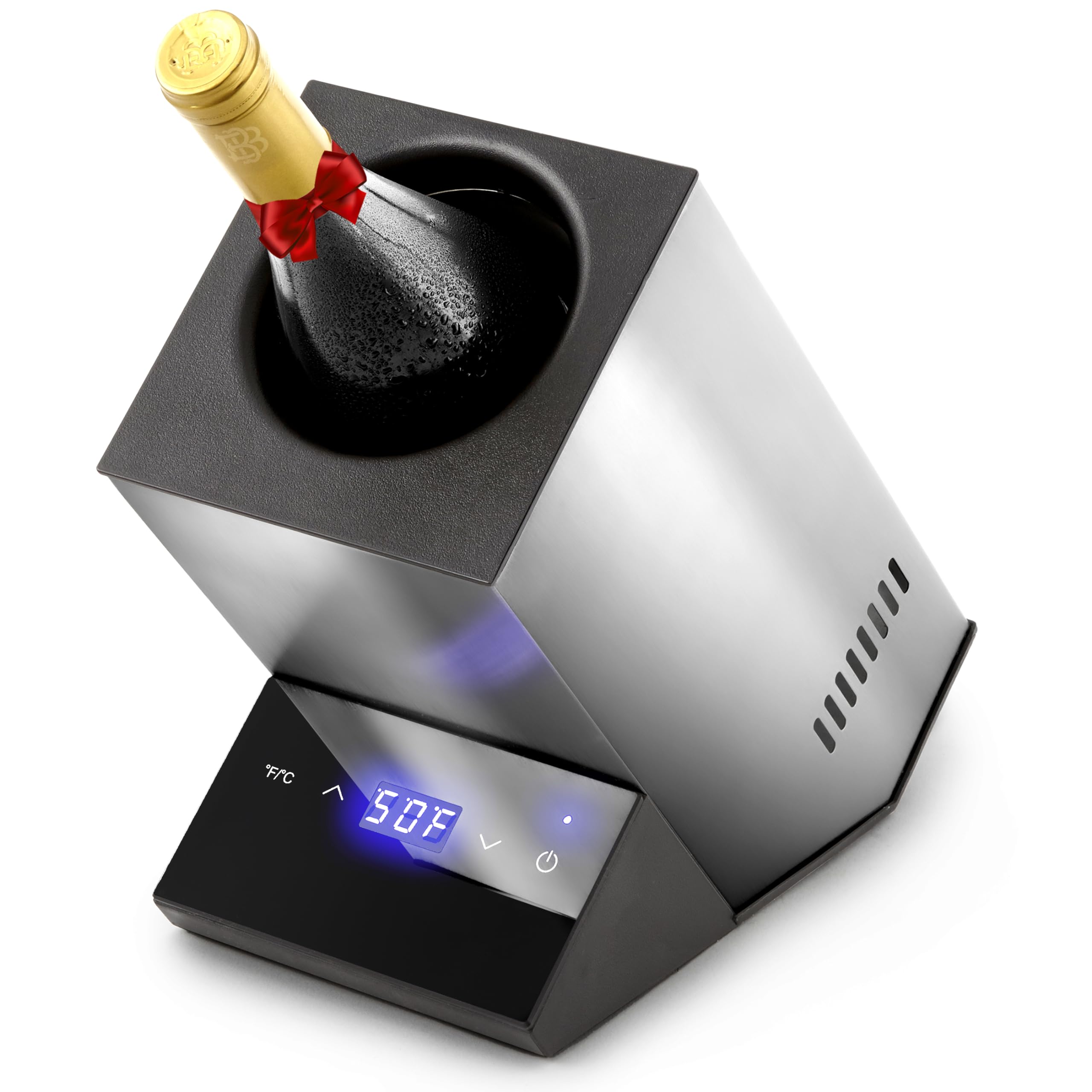 Stainless Steel Electric Wine Chiller - Rapid Cooling for 750ml Wine Bottles, Champagne & Beverages | Perfect Gift for Wine Lovers | Ideal for Home Bars, Dinner Parties & Outdoor Entertaining