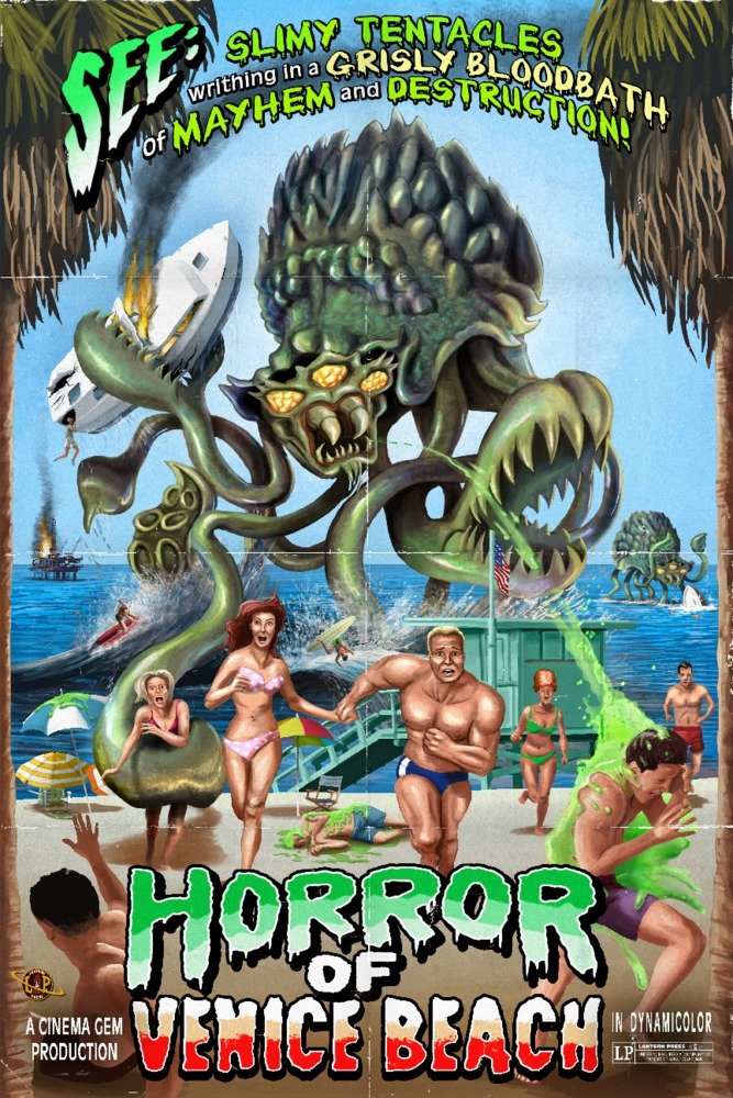 Venice Beach California Horror Art Print - 36x54 Giclee Gallery Wall Decor with Vivid Textures - Perfect for Living Room, Bedroom, or Office Wall Art