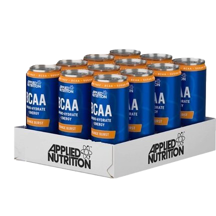 Optimized Title: Applied Nutrition BCAA AminoHydrate + Energy Drink Cans - Orange Burst Flavor, 12 x 330ml | Post-Workout Recovery & Fitness Hydration | Perfect for Gym, Running & Sports Performance