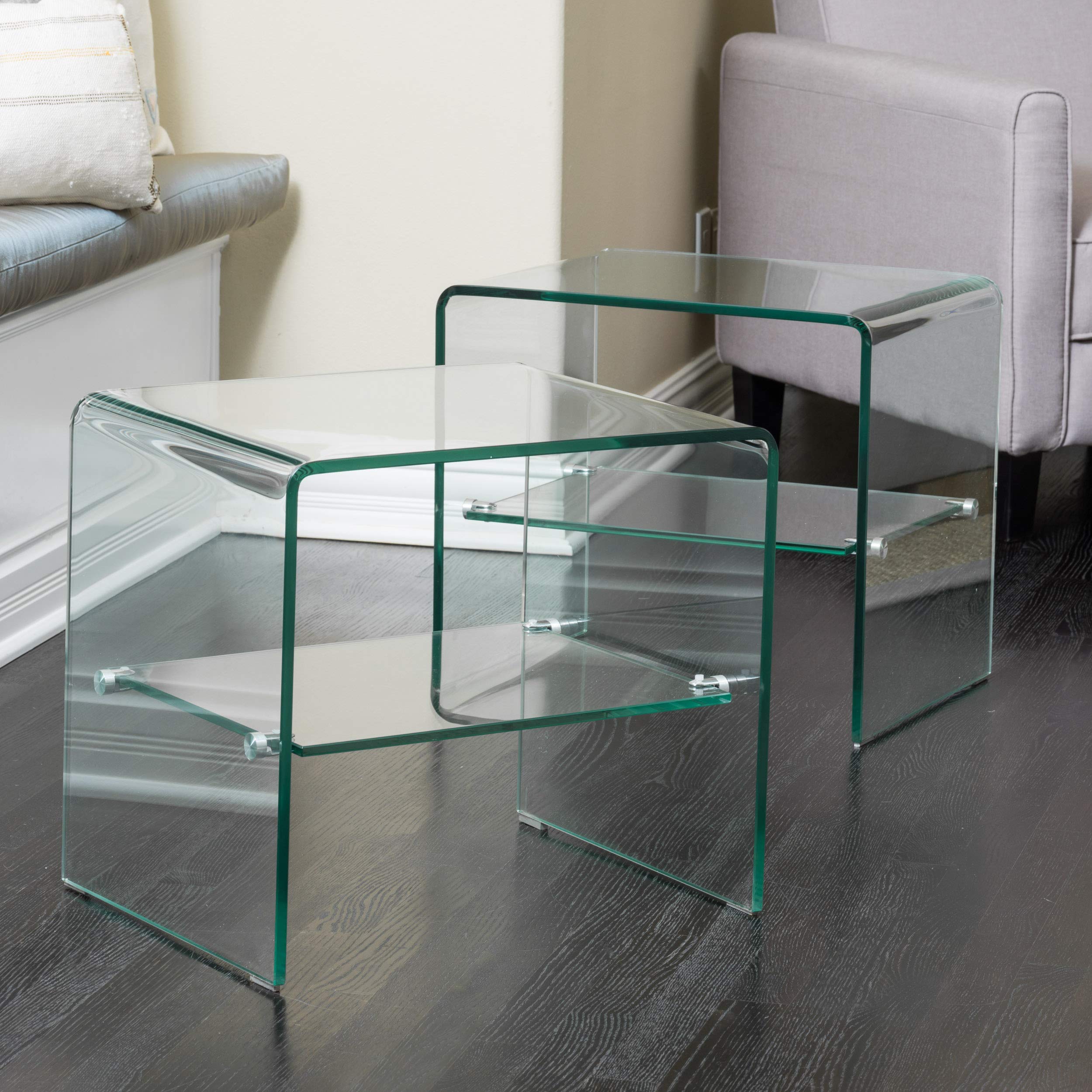 Christopher Knight Home Czarina End Tables - 2-Piece Set, Clear Acrylic Modern Nightstands for Living Room, Bedroom, or Office