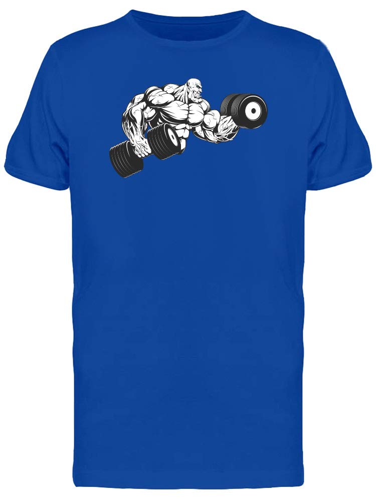 Smartprints Strong Man with Dumbbells T-Shirt for Men - Gym Workout & Fitness Training Apparel