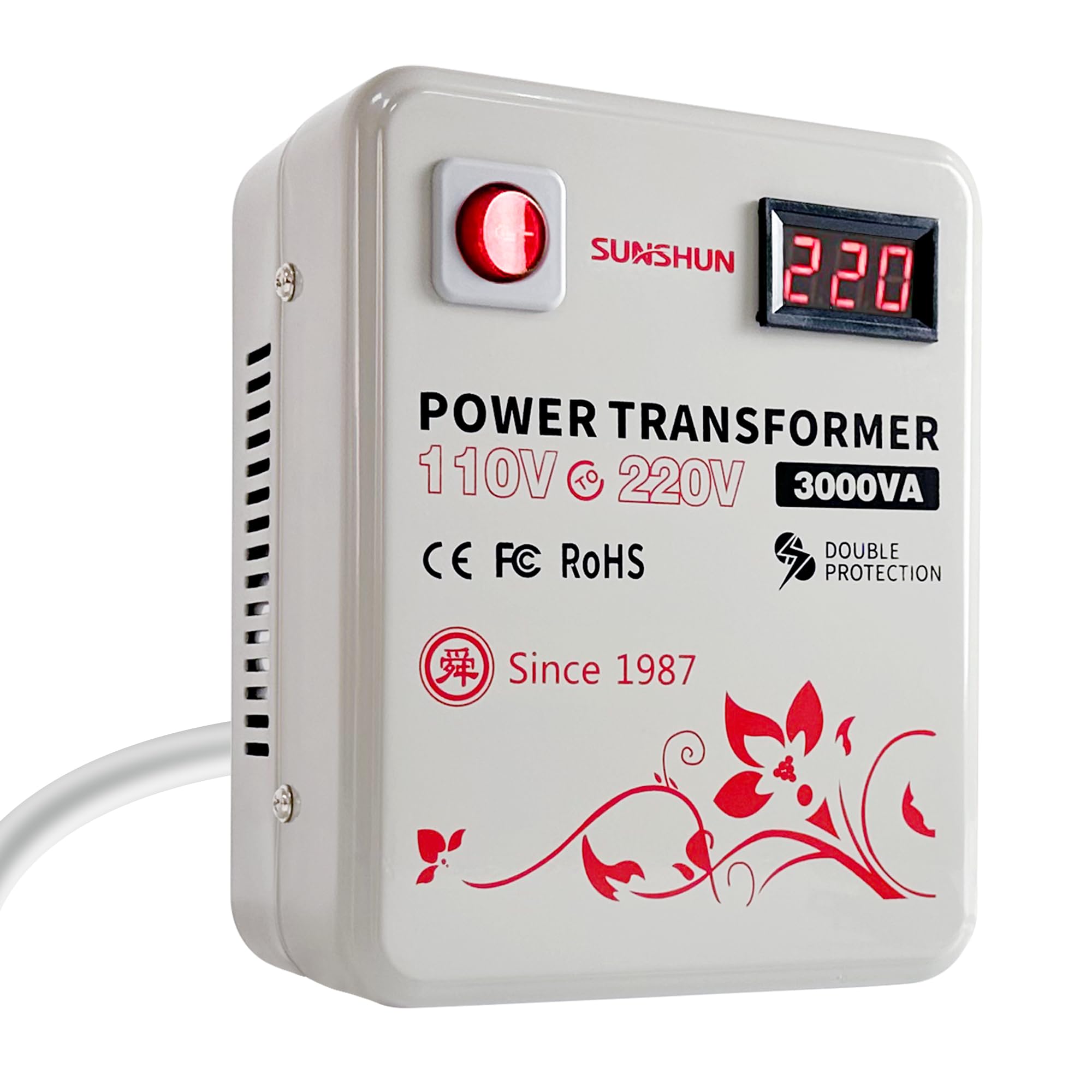3000W Step Up Voltage Converter Transformer - 110V to 220V Power Converter for European & Asian Appliances in USA - Household 120V to 240V Voltage Transformer with Digital Display - Perfect for Hair Dryers, Coffee Makers & Kitchen Appliances