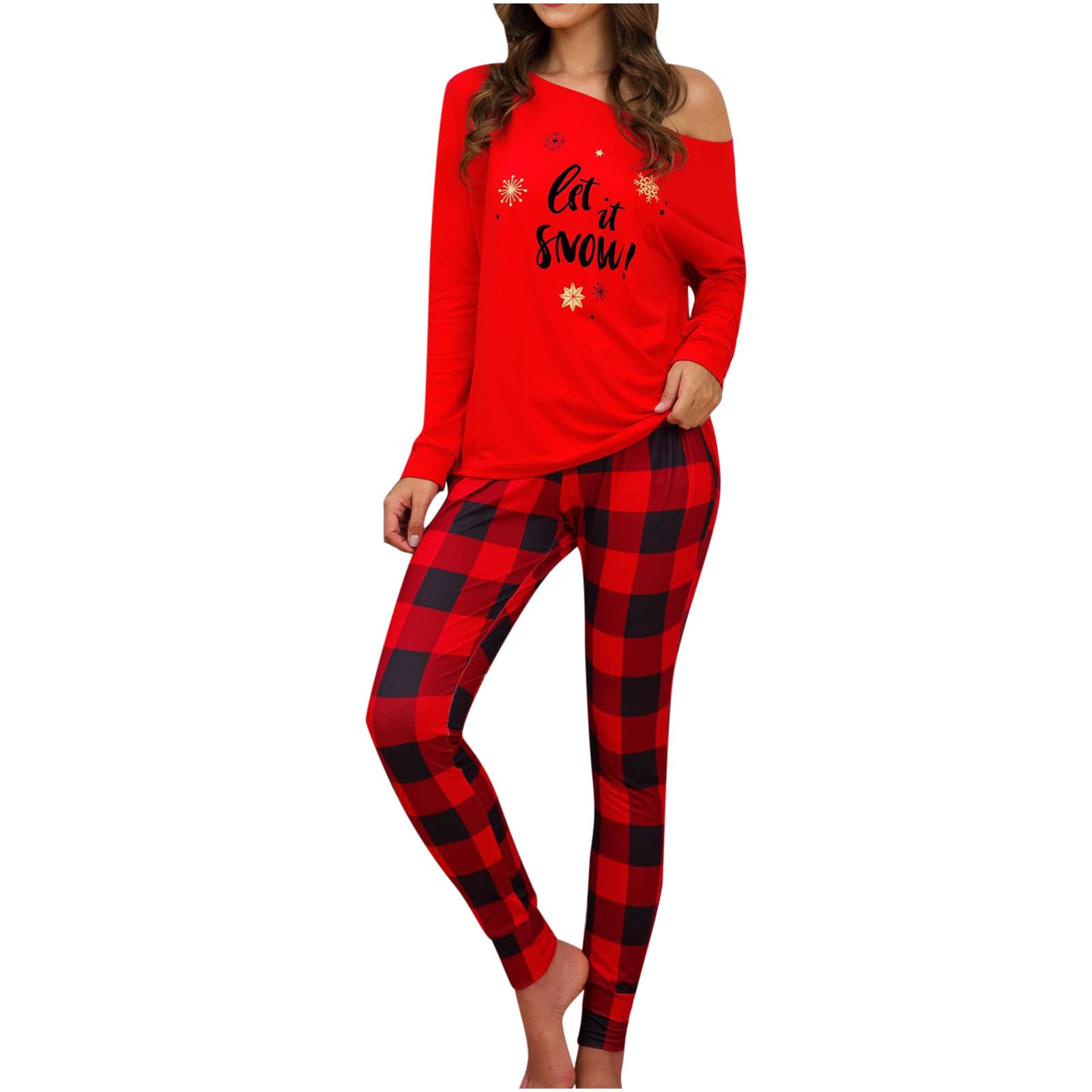 Women's Plaid Long Sleeve Top & Nightgown Set - Fall/Winter Holiday Christmas Pajama Outfit for Cozy Nights & Seasonal Comfort