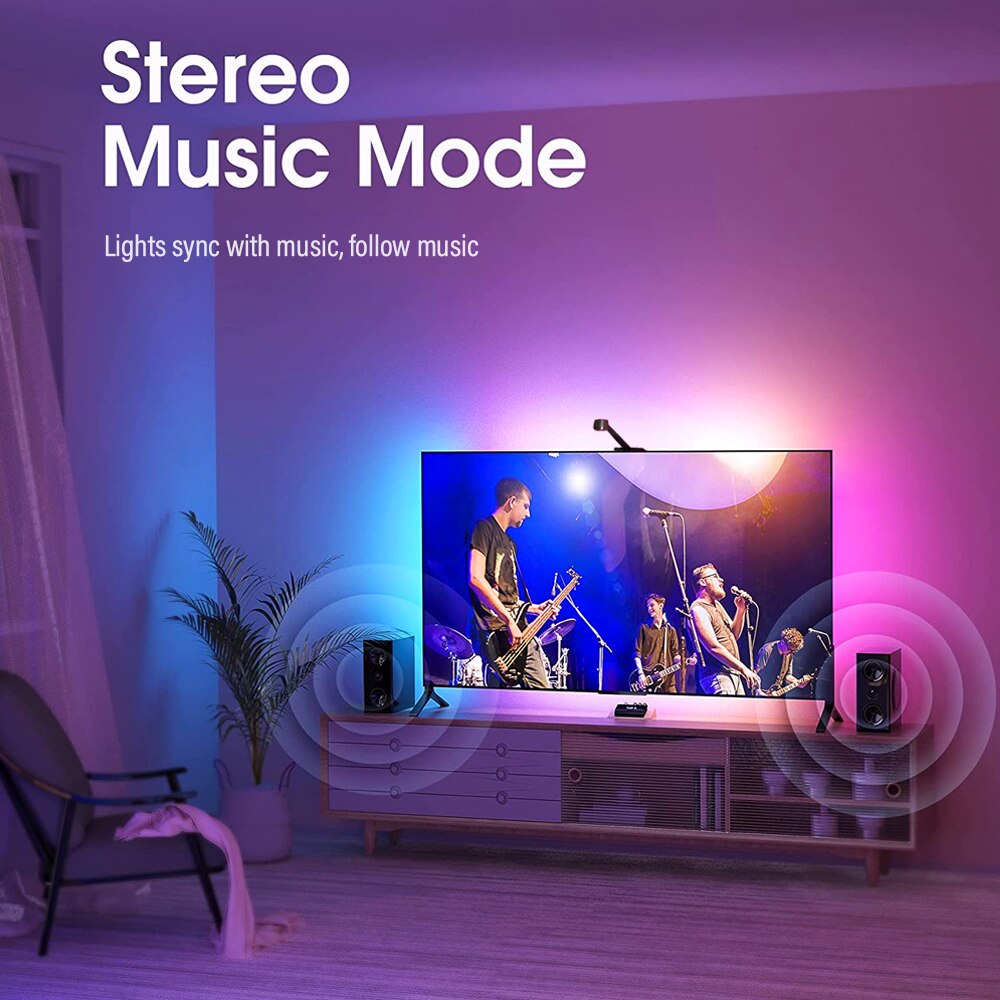 Smart WiFi TV Backlight LED Strip with Music Sync - 16.4ft RGB Color Changing Ambient Lighting for Home Theater, Gaming & Movie Nights