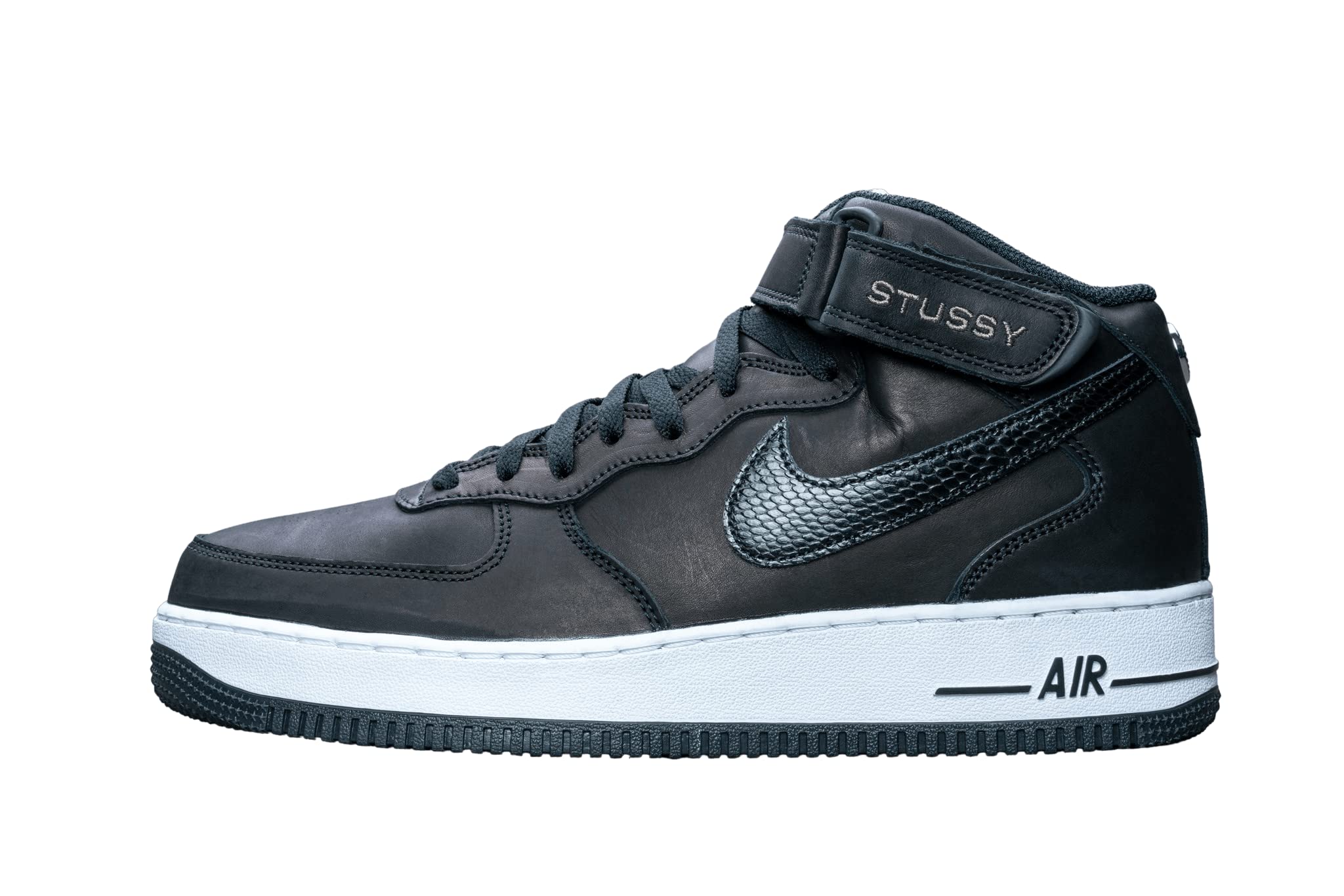 Nike Air Force 1 Mid Stussy Collaboration - Men's Sneakers in Black (Size 11.5) | Casual Streetwear & Skateboarding Shoes for Everyday Style